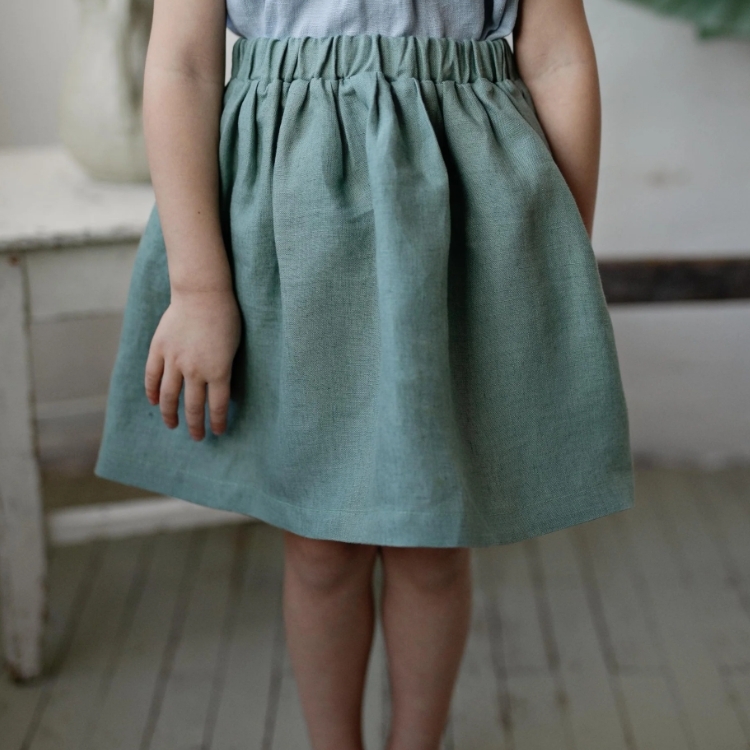 (預購)ALL THE BEAUTIFUL LINEN 鬆緊腰膝上裙 SIMPLE MIDI SKIRT (NEW)