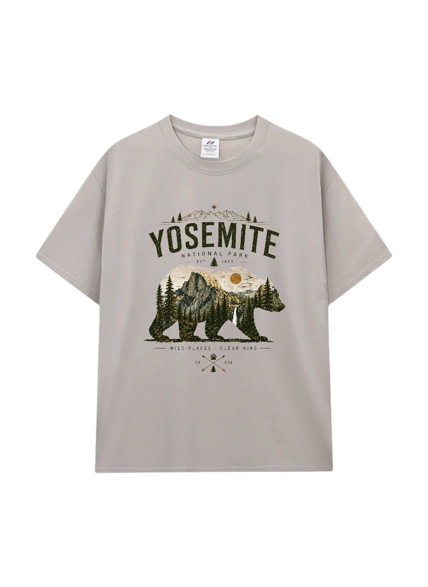 Yosemite 復古風景印花棉T★寬鬆顯瘦・百搭文青穿搭。