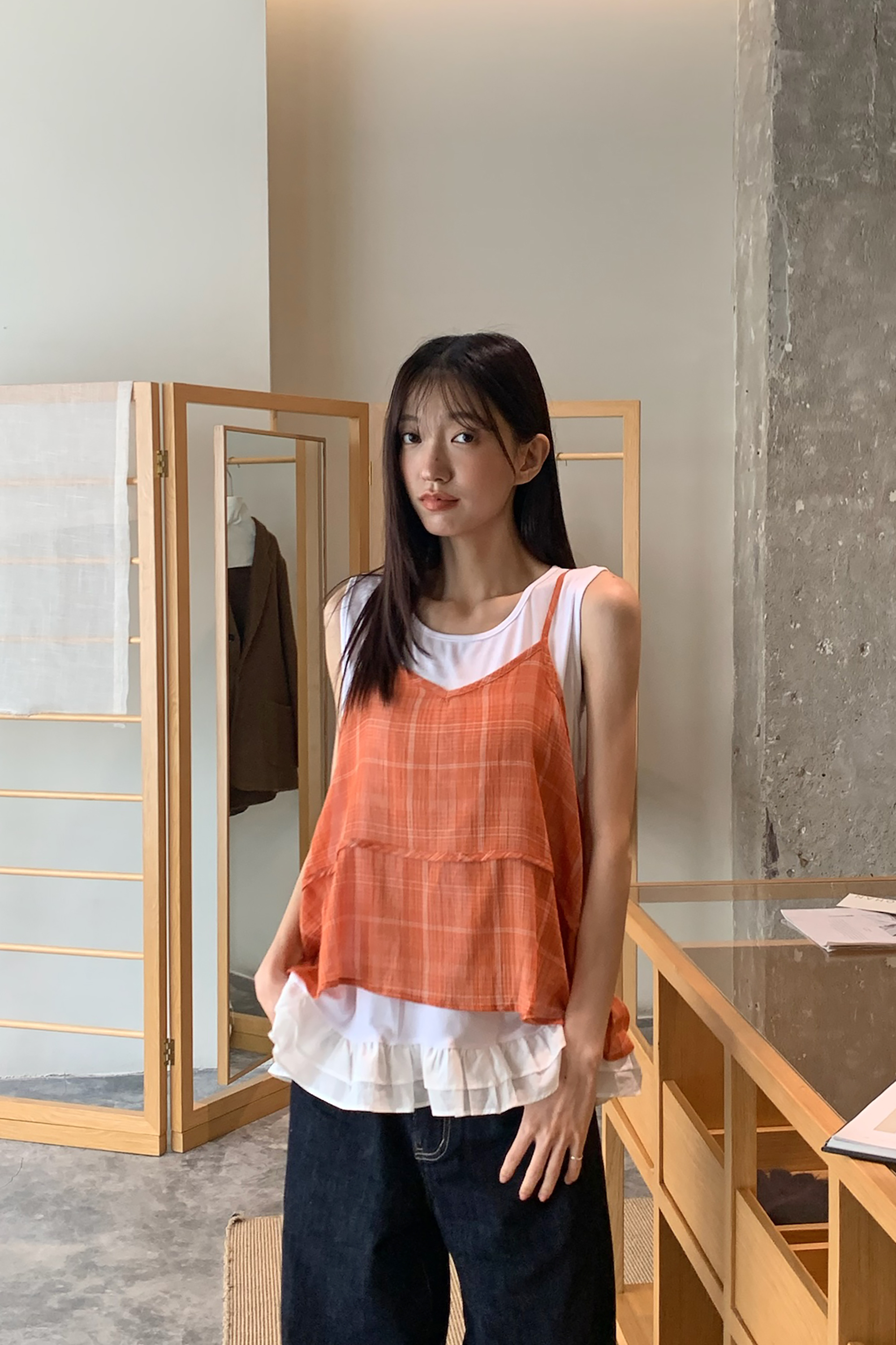 夏日格紋兩件式背心 3色