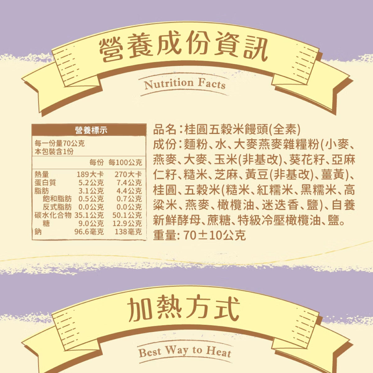天然桂圓燕麥饅頭5入(純素)