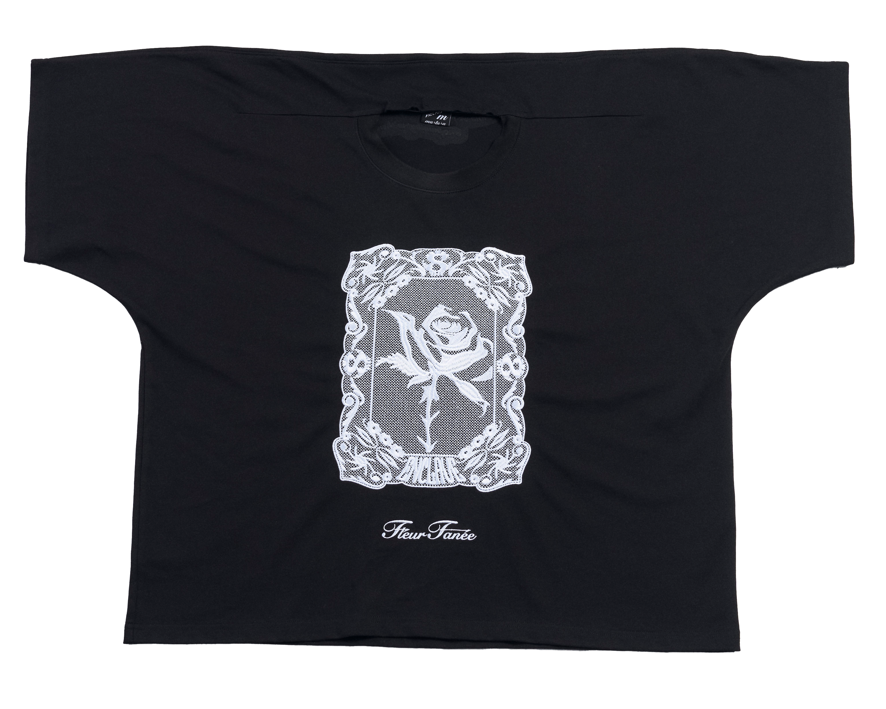ENCLAVE LACE-LOOKED EMBROIDERED SHORT-SLEEVE “JUST LIKE T” TEE