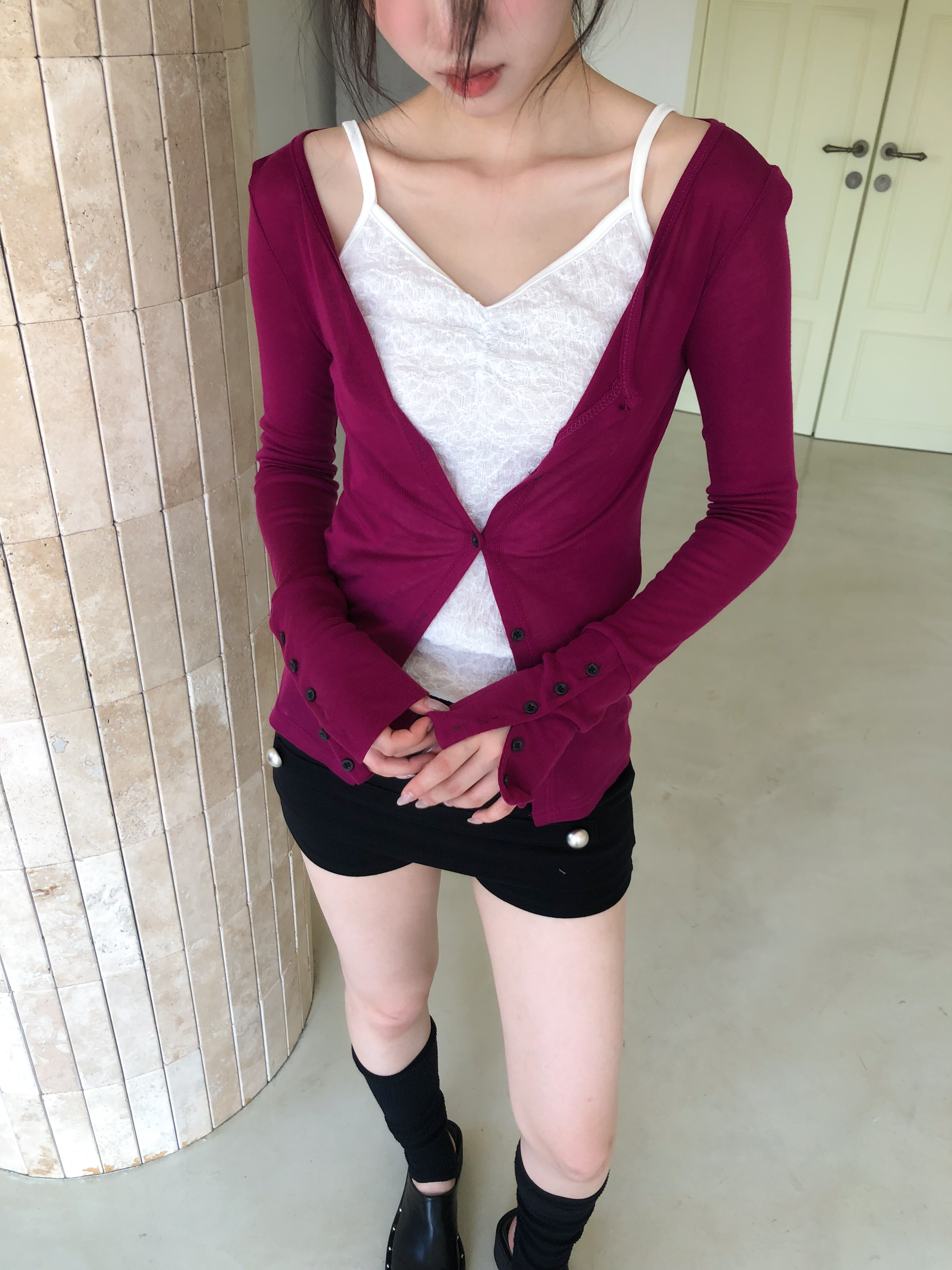 tencel button cardigan #罩衫