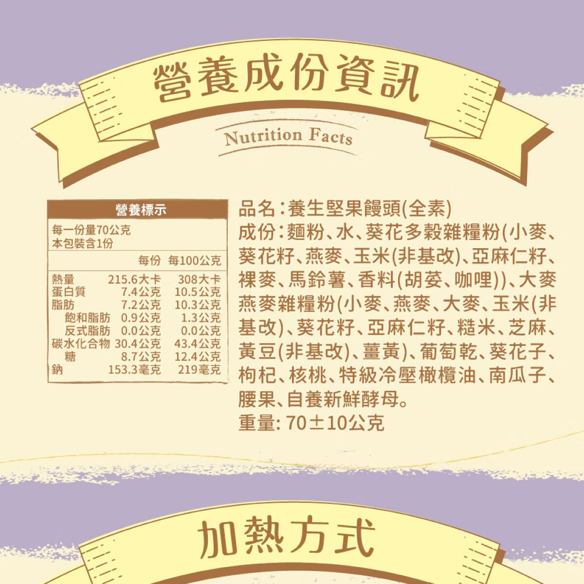 天然堅果燕麥饅頭5入(純素)