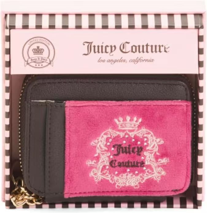 【預購】H061176 JUICY COUTURE 絨面迷你卡片銀包 (啡色+粉色)