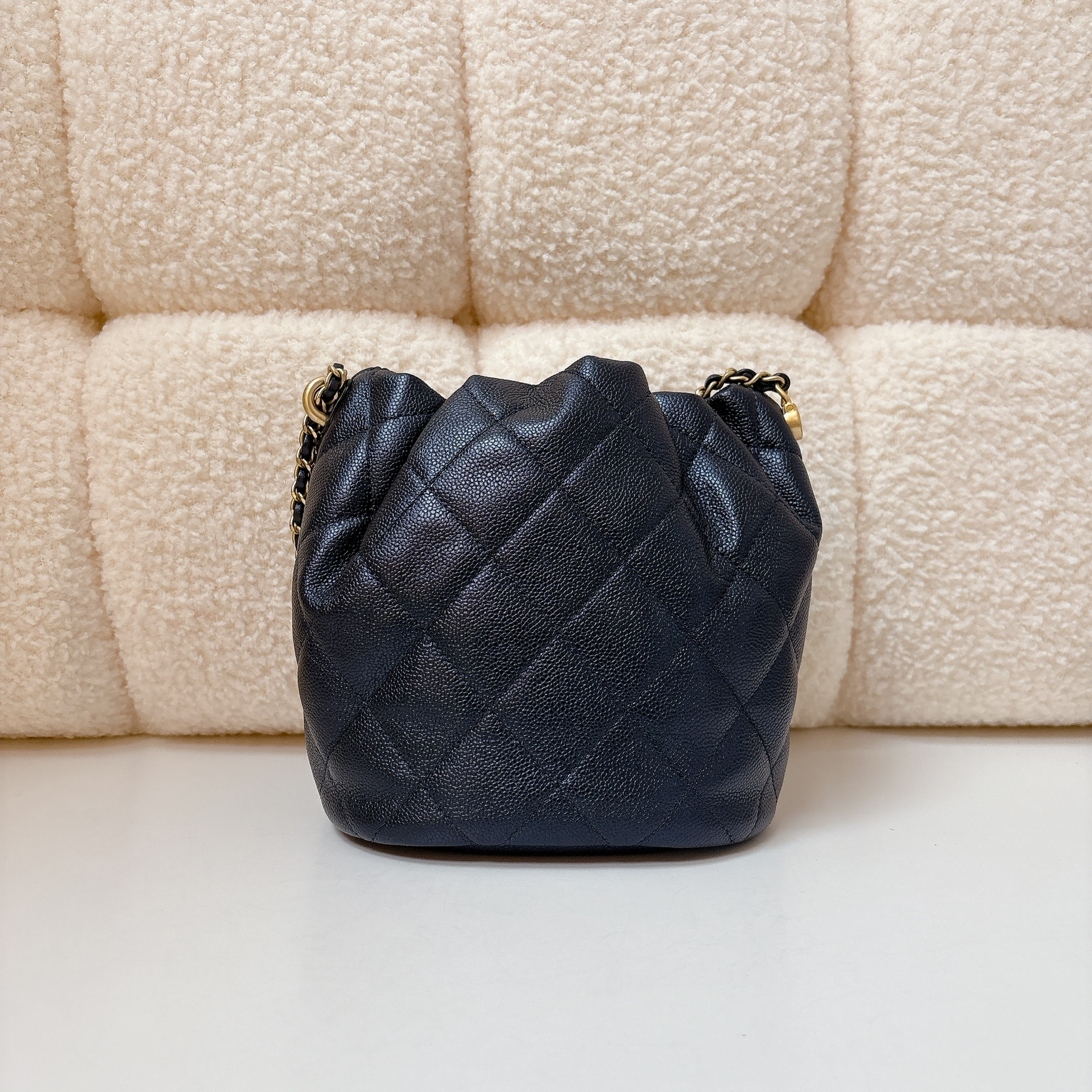 Chanel Drawstring Bucket Bag - Iridescent Black / GHW