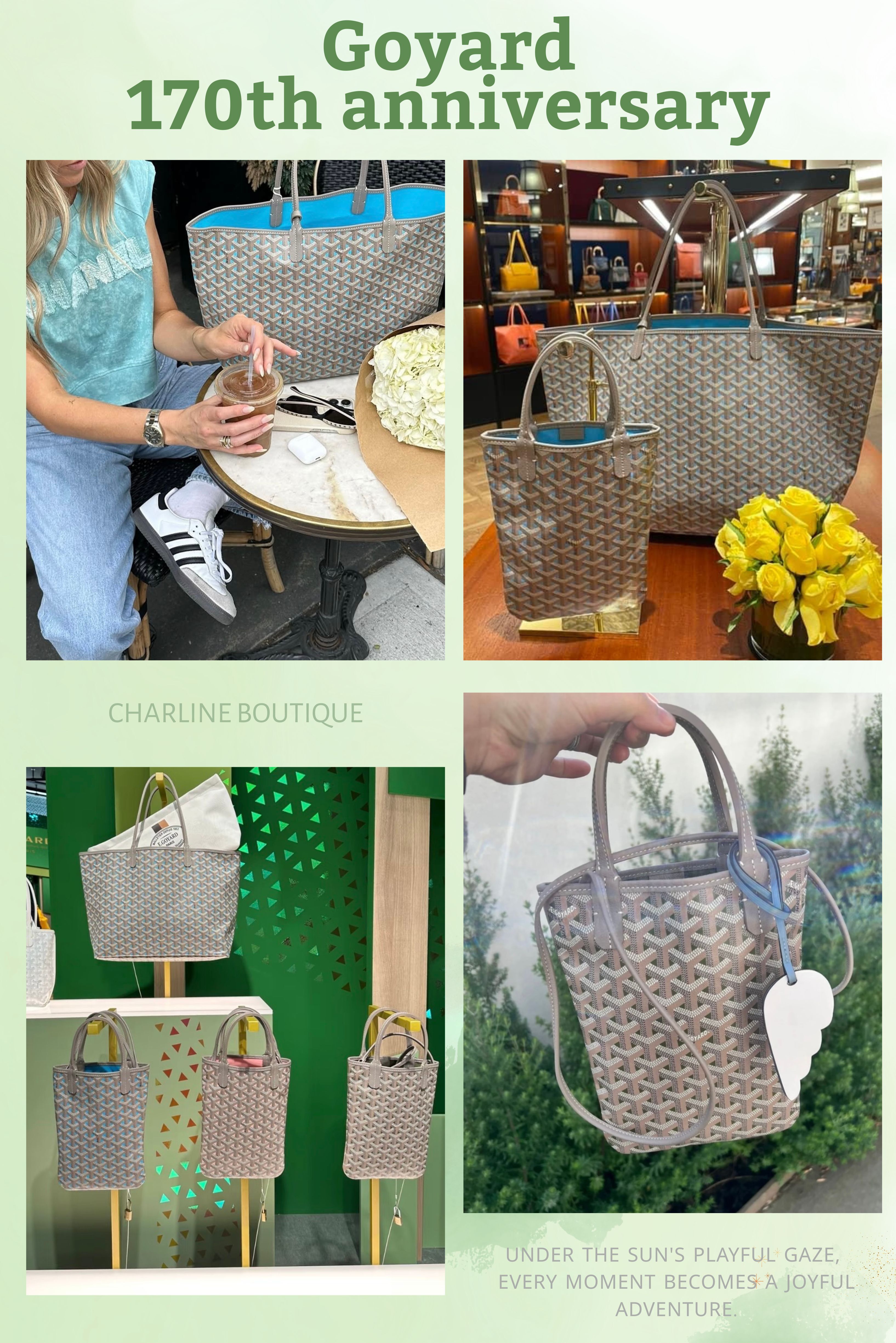 FAQ｜Goyard 170週年限定包款 10 大常見問題  看完兩款重點包型介紹，相信大家最想知道的已經不只是「好不好看」了，而是「這系列到底值不值得入手」、「哪個顏色最難搶」、「限定款和經典款差在哪裡」……  以下整理了 10 個私訊最常被問到、也最貼近真實消費情境的 Q&A，帶你一次看懂 Goyard 170 週年的入手策略。    Q1：Goyard 特殊色通常什麼時候會推出？  A：Goyard 的特殊色大致分成常態特殊色、季節限定色與年度主題新色。通常每年春季 3 月至 4 月前後，會是比較容易關注到新色的時間點，品牌有時會在這段期間釋出年度限定主題或季節配色。像近期受到討論的 The Seasons of Goyard 四季限定系列，就是以季節氛圍為靈感，一次推出多款全新限定色，讓 Goyardine Y 字老花多了更鮮明的色彩層次。  不過 Goyard 一向走低調神祕路線，特殊色不一定會像其他精品品牌一樣大規模宣傳，也不代表每個包款、每個尺寸都會同步到貨。除了年度限定款，灰色、綠色、黃色、紅色、海軍藍、白色等常態特殊色，部分全年都有機會訂購或調貨，但熱門包款通常還是需要等待。  Charline Boutique 的經驗是，Goyard 特殊色最難的地方不是知道它什麼時候推出，而是「剛好遇到喜歡的顏色、包款與尺寸同時有貨」。如果你鎖定 Saint Louis、Artois、Bohème Hobo 或 Anjou Mini 這類熱門款，建議在春季新品期前後就提前關注，遇到喜歡的顏色也不要猶豫太久。    Q2：Goyard 170週年限定配色灰粉、灰綠、灰藍哪個最熱門？  A：三個配色各有不同氣質：  灰粉色（Powder Pink）：柔和甜美，帶有高級奶茶感，不會流於俗套，也不會過度粉嫩。  灰綠色：低調耐看，帶一點莫蘭迪色調，非常適合質感穿搭、不想太高調的人。  灰藍色：清爽中性，視覺上乾淨俐落，比較適合喜歡冷色系或日常百搭風格的人。  如果以詢問度和討論度來看，灰粉色絕對是這次最受歡迎、也最快斷貨的超級熱門色。Charline Boutique 觀察到，灰粉色之所以特別搶手，是因為它保留了 Goyard 一貫低調高級的灰調基底，又多了溫柔夢幻的細節感，不會太甜，卻一眼就能看出限定款的不同。對想入手 Goyard 限定包、又希望包包有記憶點的人來說，灰粉色確實很有吸引力。    Q3：Goyard 170週年限定款有哪些商品？  A：這次 170 週年限定系列主要是將品牌經典包款換上專屬的 Claire-Voie 視覺設計，並搭配三款限定配色，受到關注的包款包含：  1. Saint Louis Claire-Voie Bag 品牌最具代表性的子母托特包，提供 PM 小碼與 GM 大碼兩種尺寸，百搭實用，同時照顧到通勤派和需要大容量的人。  2. Poitiers Claire-Voie Bag 170 週年限定系列獨有包型，輕薄小巧但版型硬挺，可手提也可搭配肩帶斜背，帶有復古又精緻的設計感。  3. Bohème Hobo 隨性慵懶的單肩流浪包，容量極大，附有拉鍊子母袋，適合習慣帶很多東西又希望看起來輕盈率性的人。  4. Saigon Nano 迷你版西貢包，保留了優雅木柄結構與精緻輪廓，收藏價值極高，喜歡紀念感包款的人不容錯過。  這次系列同時滿足了通勤派、小包控與收藏家的需求，不只是好看而已，也有真正能拿出門使用的包款。由於 Goyard 官方不提供線上購買，想確認現貨或尋求代購，建議要提早詢問。    Q4：Goyard 最新限定色有哪些？顏色特色是什麼？  A：近期最受矚目的是「The Seasons of Goyard」四季限量系列，以六色疊印效果重新演繹 Goyardine Y 字老花，讓包款比以往更有 3D 立體層次感：  1. 春季 Meadow Green（草地綠） 色調清新明亮，比常態綠更輕盈，充滿自然生機，很適合喜歡清爽穿搭或不想撞包的人。  2. 夏季 Blueberry Purple（藍莓紫） 顏色濃郁飽滿，帶有果實般的熱情個性，存在感很強，適合希望包包成為穿搭亮點的人。  3. 秋季 Powder Pink（柔粉色） 色調溫柔粉嫩，帶有夕陽餘暉般的柔美氛圍，不會過度甜膩，適合喜歡夢幻感又希望日常好搭的人。  4. 冬季 Polar Blue（極地藍） 視覺純淨清冷，像初雪與冰川般乾淨高級，適合偏愛冷色調、簡約穿搭的人。  這四款主要應用在 Saint Louis 托特包、Bohème Hobo、Anjou Mini 與 Saïgon 迷你包等熱門款上。Charline Boutique 觀察到，四季限定色比 170 週年的灰調系更活潑鮮明，很適合想收藏特殊色 Goyard 的客人。    💬 對四季限定色或 170 週年限定款有興趣？歡迎直接加 LINE 詢問目前顏色與尺寸現貨！ 👉 點我加入 Charline Boutique LINE    Q5：第一次買 Goyard 推薦哪一款？  A：第一次入手 Goyard，最推薦從經典托特包 Saint Louis 或升級版 Artois 開始，這兩款最能展現 Goyard 輕盈、耐用與經典 Y 字老花的品牌特色，也最適合作為新手入門包。  Saint Louis Tote：追求極致輕盈、法式慵懶感選它。PM 小碼日常通勤剛剛好，GM 大碼很適合購物包、媽媽包或旅行袋，包身輕盈、防潑水又耐磨，還附可拆式小收納袋。  Artois Tote：外觀和 Saint Louis 相似，但多了拉鍊開口、底部皮革加固與內部小口袋，版型更挺，很適合常搭大眾運輸、重視安全感的人。  進階推薦方面，Bohème Hobo 流浪包結合托特包容量與 Hobo 包的俐落線條，拉鍊開合加上寬版皮革肩帶，背起來舒服又時髦，近幾年成了很多人第一顆 Goyard 的新選擇；Anjou Mini 則是一面 Goyardine 老花帆布、另一面皮革的雙面包，可依穿搭切換風格，小巧但能放入手機與短夾等日常必備物品。  Charline Boutique 會建議，新手選 Goyard 不一定要追最熱門，而是先看自己的生活情境。想要最經典百搭選 Saint Louis，重視通勤安全選 Artois，喜歡時髦慵懶感選 Bohème Hobo，偏愛小巧精緻選 Anjou Mini，這樣比較不容易買完後才發現不符合日常需求。    Q6：Goyard 哪個顏色最熱門？  A：最熱門首選是經典黑（Black）與黑底棕邊（Black with Tan）。這兩款是品牌最具代表性的靈魂色，保值度、耐看度與實背性最高，第一次入手不容易出錯。黑色低調俐落、耐髒百搭；黑棕色則帶有更濃的法式復古味，棕色皮革邊讓整體多了一點溫度，也更能展現品牌標誌性的 Y 字老花。  如果想進階到特殊色，灰色（Grey） 被許多人視為 Goyard 最有高級感的進階色，比黑色柔和，搭淺色或深色服裝都很出色；綠色（Green） 則充滿法式復古感，低調中又有亮點，加上產量相對少，常被視為人氣稀有色；焦糖色與海軍藍則沉穩優雅，適合不想太常撞包、但又希望顏色實用耐看的人。  簡單來說：想要最經典百搭選黑色或黑棕色，想要低調高級選灰色，想要稀有亮眼選綠色，想要沉穩不撞包可以考慮焦糖色或海軍藍。    Q7：CELINE Triomphe 老花和 Goyard 老花哪個更百搭？  A：  1. 復古精緻代表：CELINE Triomphe 老花 品牌風格：CELINE Triomphe 凱旋門老花帶有濃厚的法式復古感，經典焦糖色調搭配凱旋門圖騰，整體比一般老花更優雅、乾淨，也比較有都會精品感。 百搭優勢：很適合通勤、約會、Smart Casual、風衣、西裝外套、襯衫、針織衫或黑白灰、大地色系穿搭。它不會太浮誇，卻能讓素色造型多一點精緻感，是提升穿搭質感很實用的老花選擇。 使用限制：整體風格偏精緻復古，搭配正式或簡約穿搭很加分，但若是太運動、太街頭、太隨性的造型，可能會稍微有一點風格落差。 適合對象：喜歡精緻、優雅、法式復古感，平常穿搭偏都會、氣質、簡約風格的人。  2. 低調輕盈代表：Goyard 老花 品牌風格：Goyard 老花以經典 Goyardine Y 字圖騰為特色，沒有明顯金屬 Logo，整體走低調奢華路線。亞麻與棉混紡塗層帆布非常輕盈，也帶有防潑水、耐磨的日常優勢。 百搭優勢：勝在休閒、輕便與實用，特別適合逛街、旅行、媽媽包、通勤大包與日常隨性穿搭。Saint Louis、Artois、Bohème Hobo 這類包款，都很容易融入 T-shirt、牛仔褲、寬褲、洋裝或度假穿搭，實用性非常高。 使用限制：多數包款線條比較柔軟、慵懶，休閒感強。如果是需要很正式、很有氣場的商務場合，精緻度會比 CELINE Triomphe 稍微弱一點。 適合對象：喜歡輕盈、大容量、低調、不容易撞包，平常穿搭偏休閒、度假、街頭或法式慵懶風格的人。  Charline Boutique 的經驗是，CELINE Triomphe 老花和 Goyard 老花都很百搭，但百搭方向不一樣。想要上班、約會、正式休閒都能背，並讓穿搭看起來更精緻，CELINE Triomphe 會更合適；想要一顆輕便、容量大、日常使用率高，又帶有低調精品感的老花包，Goyard 會更實用。簡單來說，精緻復古選 CELINE Triomphe，休閒輕盈選 Goyard。    Q8：Dior 和 Goyard 哪個老花更耐看？  A：  1. 復古華麗代表：Dior 老花 品牌風格：Dior Oblique 老花屬於復古氣質型，品牌辨識度很高，帶有濃厚的法式優雅與文藝氣息。以緹花帆布呈現出類似立體刺繡的細節感，視覺上比一般老花更精緻，也更有精品華麗感。 百搭優勢：雖然圖騰較繁複，但很適合搭配素色穿搭，例如白襯衫、黑色洋裝、西裝外套、針織衫或大地色系造型，能讓整體穿搭多一個明顯亮點。Book Tote、Saddle、30 Montaigne 等包款，都能把 Dior 老花的復古感與時髦感表現得很完整。 使用限制：緹花帆布日常使用要稍微注意避免沾染髒污、液體或深色衣物摩擦。存在感較強，如果穿搭本身已經很花俏，搭配上需要多一點平衡。 適合對象：喜歡精緻、優雅、復古、有明顯品牌風格，並希望包包成為穿搭焦點的人。  2. 低調耐看代表：Goyard 老花 品牌風格：Goyard Goyardine Y 字老花屬於低調內斂的老錢風，圖騰辨識度高卻不會過度張揚。沒有明顯大 Logo，遠看低調，近看才會發現細節，整體偏 Quiet Luxury 的低調奢華感。 百搭優勢：耐看、雋永，色彩選擇豐富，從經典黑、黑棕、灰色、白色到特殊色都各有風格。Saint Louis、Artois、Bohème Hobo 很適合日常使用，不管通勤、旅行、逛街、媽媽包或休閒穿搭，都能自然融入。 使用限制：多數包款偏輕盈、休閒，尤其 Saint Louis 這類托特包包型較柔軟，慵懶感比較強。如果是非常正式的商務場合，或想要包包帶出明顯氣場，Dior 老花的精緻度會更突出。 適合對象：追求實用、輕便、低調、不容易看膩，並希望包包可以高頻率日常使用的人。  Charline Boutique 的經驗是，Dior 和 Goyard 的老花都很耐看，只是耐看的方向不一樣。Dior 老花更像穿搭亮點，精緻復古，拍照很有存在感；Goyard 老花則更像日常萬用包，輕盈低調，容量實用，背久也不容易膩。如果你經常需要裝大量物品，或喜歡無拘無束的輕盈感，選 Goyard；如果想找一款能為日常穿搭增加高級感與復古韻味的包款，選 Dior。    Q9：第一次買老花包，Goyard 和 Louis Vuitton 哪個更推薦？  A：  1. 輕奢低調代表：Goyard 品牌調性：創立於 1853 年，歷史悠久且非常低調，不靠大量廣告，反而因為神祕感與稀有度，被許多精品愛好者視為內行人的選擇。 特色材質：Goyardine Y 字老花搭配亞麻與棉混紡塗層帆布，包身極為輕盈，同時具備耐磨與防潑水特性。 優點：Saint Louis 自重很輕、容量大，適合通勤、旅行、媽媽包，很適合喜歡低調精品感、不想太容易撞包的人。 缺點：專櫃購買門檻較高，熱門款式與特殊顏色經常缺貨，不一定能馬上買到理想包款。 適合對象：追求輕盈、低調、稀有感與法式慵懶風格的人。  2. 經典保值首選：Louis Vuitton 品牌調性：全球最具代表性的精品品牌之一，Monogram 老花辨識度非常高，也是不少人第一顆精品老花包的入門選擇。 特色材質：經典塗層帆布耐磨、防潑水、好保養，日常使用相對安心，不太需要過度小心呵護。 優點：款式選擇非常多，從 Speedy、Neverfull、Alma 到 Pochette Métis，都有適合新手的經典款；品牌流通性高，保值度與二手市場接受度也相對穩定。 缺點：太經典、太受歡迎，日常撞包機率會比 Goyard 高一些。 適合對象：想要品牌辨識度高、款式選擇多、保養維修方便，希望第一顆老花包比較穩妥的人。  Charline Boutique 的經驗是，第一次買老花包可以先看自己的使用需求。喜歡低調、輕盈，不想太常撞包，會更推薦 Goyard；重視經典度、保值性、款式選擇與後續維修便利性，Louis Vuitton 會是更安全的入門選擇。簡單來說，喜歡低調稀有選 Goyard，重視經典保值選 Louis Vuitton。    Q10：Moynat 和 Goyard 怎麼選？  A：  1. 經典老花代表：Goyard 品牌風格：Goyard 的品牌辨識度更高，經典 Goyardine Y 字老花一眼就能看出品牌特色，走低調奢華路線，但又比 Moynat 更有社群討論度。 材質工藝：以獨家塗層帆布 Goyardine 聞名，材質輕盈、防潑水且耐磨，日常使用相對輕鬆。 外觀特色：Y 字圖騰辨識度高，顏色選擇豐富，從經典黑棕到特殊限定色都很受歡迎，還能透過手繪彩條、字母客製化，做出更有個人特色的包款。 使用限制：熱門款在街頭撞包率會比 Moynat 高，部分熱門顏色與限定款也不一定容易買到。 適合對象：喜歡經典老花、高辨識度、輕盈大容量、實用耐背，並希望日常能隨性使用精品包的人。  2. 小眾靜奢代表：Moynat 品牌風格：更安靜、更文藝，更偏真正低調的法式優雅，沒有 Goyard 那麼高的社群曝光度，也不靠明顯大 Logo 取勝，更像是懂行的人才會注意到的精品品牌。 材質工藝：更強調頂級皮革與傳統手工藝，常見包款使用質感細膩的小牛皮，整體觸感與結構感更精緻。Gabrielle、Réjane 等包款，很能展現 Moynat 的皮革工藝與優雅線條。 外觀特色：設計比 Goyard 更簡約內斂，線條乾淨、藝術感強，不會有太強烈的老花存在感，即使是 M Canvas 系列也比 Goyard 的 Y 字老花更低調。 使用限制：專門店據點較少，能見度比 Goyard 低，想親自試背或找特定款式，選擇可能沒那麼多；純皮革包款的價格通常也比帆布托特包更高。 適合對象：追求極致皮革質感、不想撞包、喜歡內斂高級感，也欣賞法式手工藝與小眾品牌氛圍的人。  Charline Boutique 的經驗是，Moynat 和 Goyard 都屬於低調奢華精品，但選擇方向很不一樣。如果你需要一個好裝、輕盈、防潑水、日常使用率高的托特包，Goyard 的 Saint Louis 或 Artois 都很適合；如果你更偏好純皮革的高級質感、追求不撞包的獨特感，並喜歡更安靜的法式優雅，Moynat 會更符合需求。簡單來說，經典老花與輕盈實用選 Goyard，頂級皮革與小眾靜奢選 Moynat。