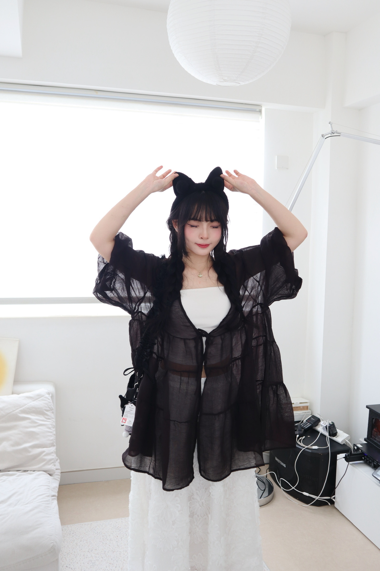 溫柔感~輕薄半透防曬泡泡袖外搭Outer 四色入