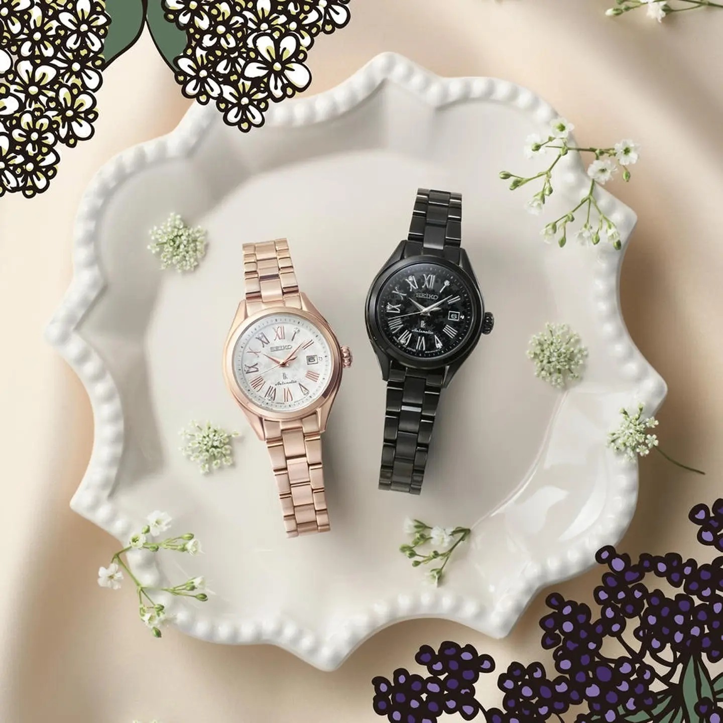 日本版 日本製造 SEIKO HEA003J White Dial , HEA004J Black LUKIA Watch Limited Edition Mechanical Automatic with Hand-Winding Elegant Ladies Watch 限量版，機械自動上鍊，可手動上鍊，優雅女士腕錶