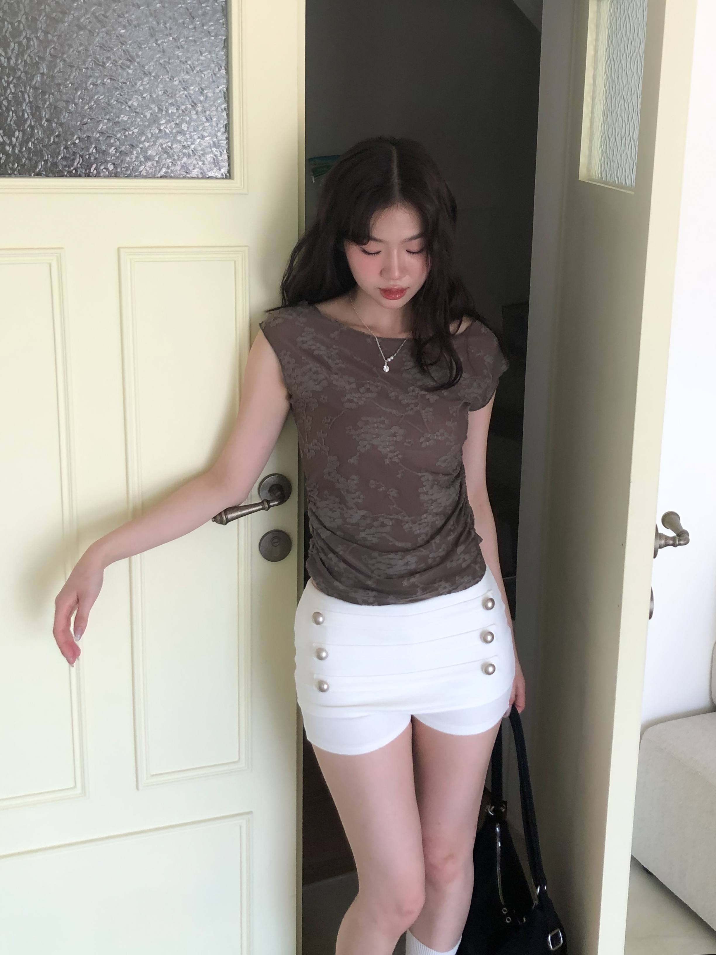 vine shirring tee #上衣