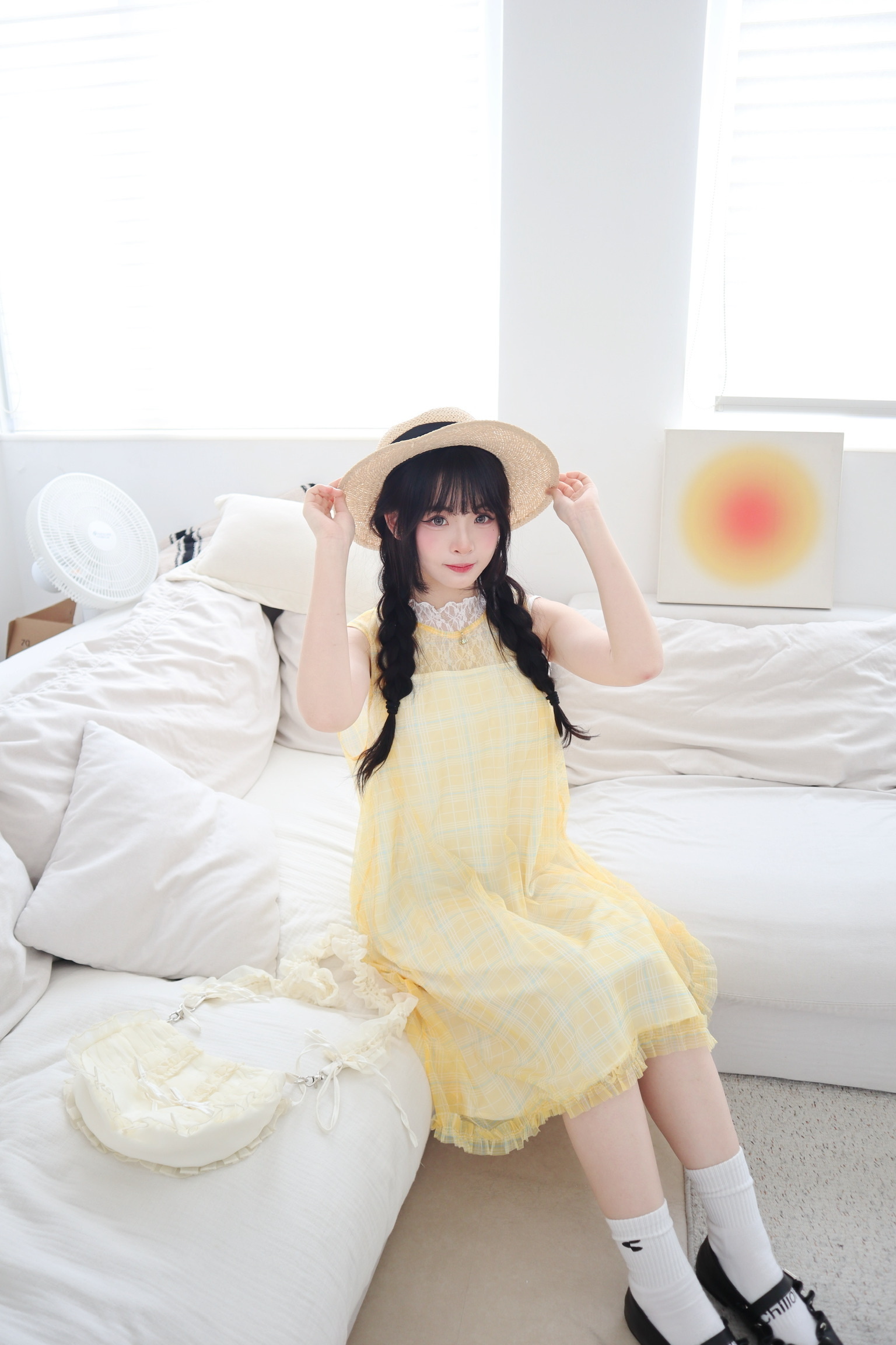 元氣感！微透格紋罩衫真兩件OPS/ Outer 兩色入
