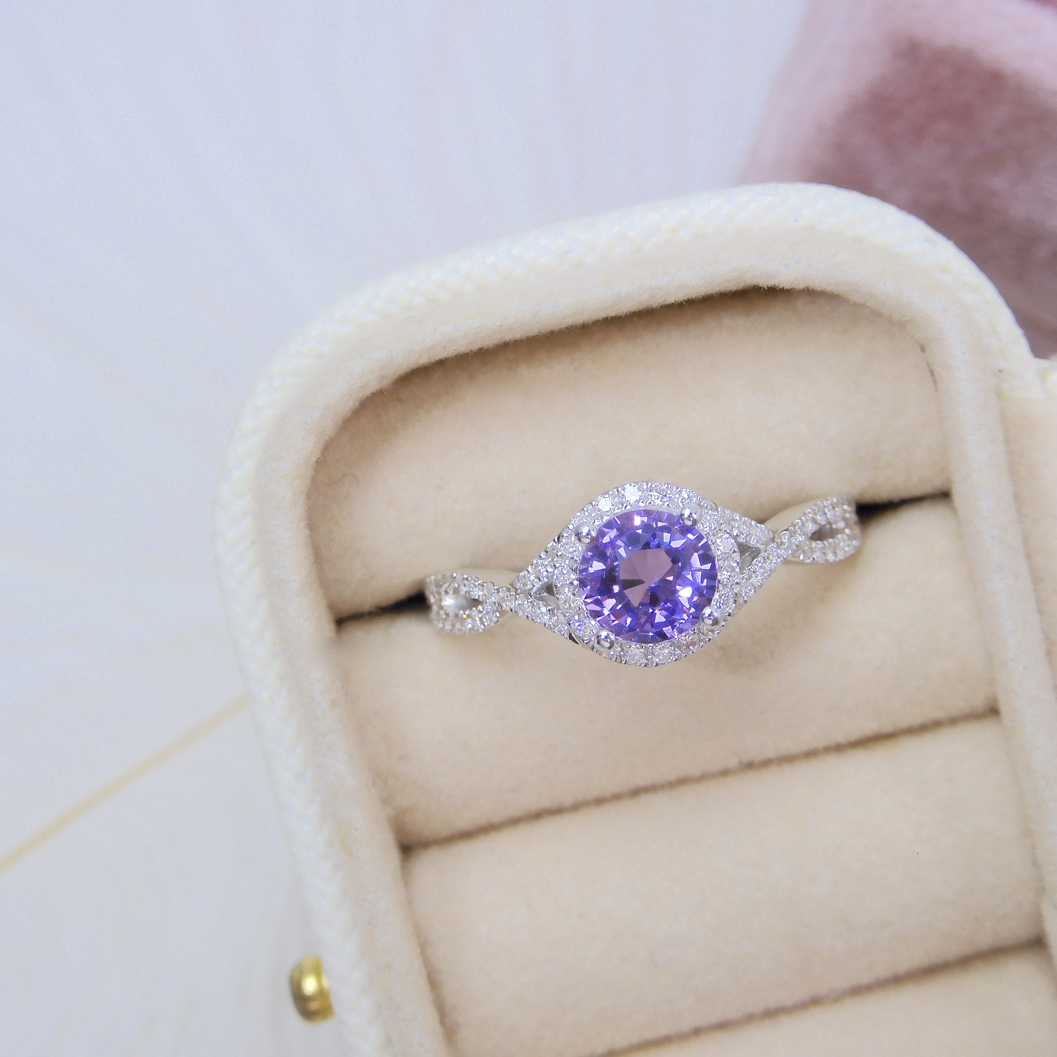 訂製 18K金 1.04ct 紫色藍寶石戒指 (配證書)