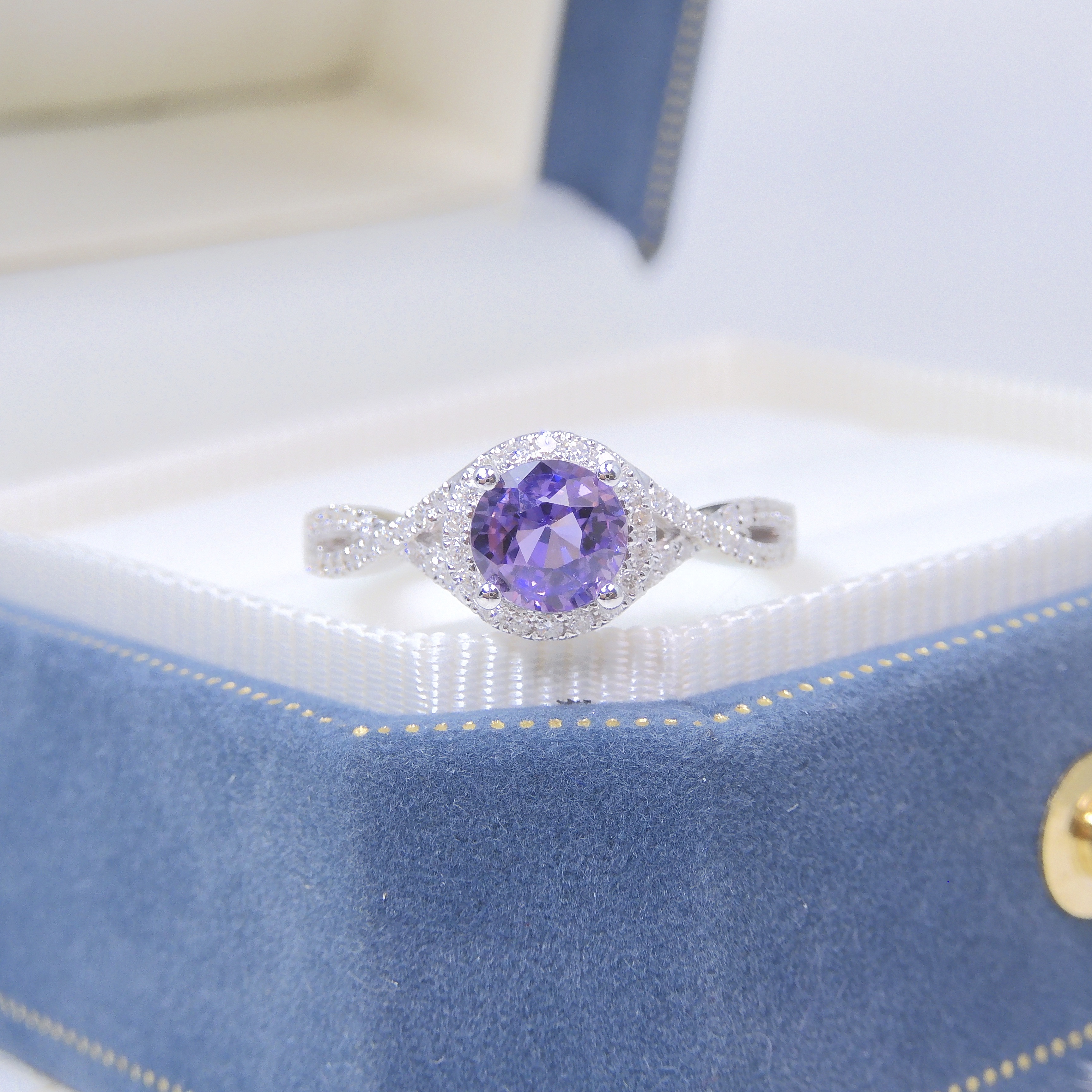 訂製 18K金 1.04ct 紫色藍寶石戒指 (配證書)