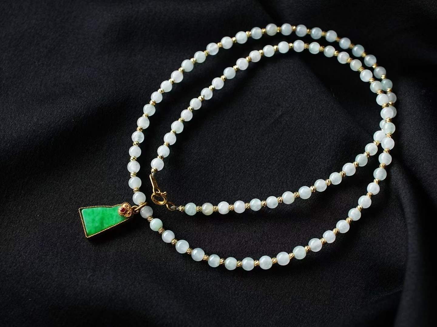 翡翠高冰種項鏈 (3.8mm直徑),天然翡翠A玉, 緬甸玉, Jade, Jadeite