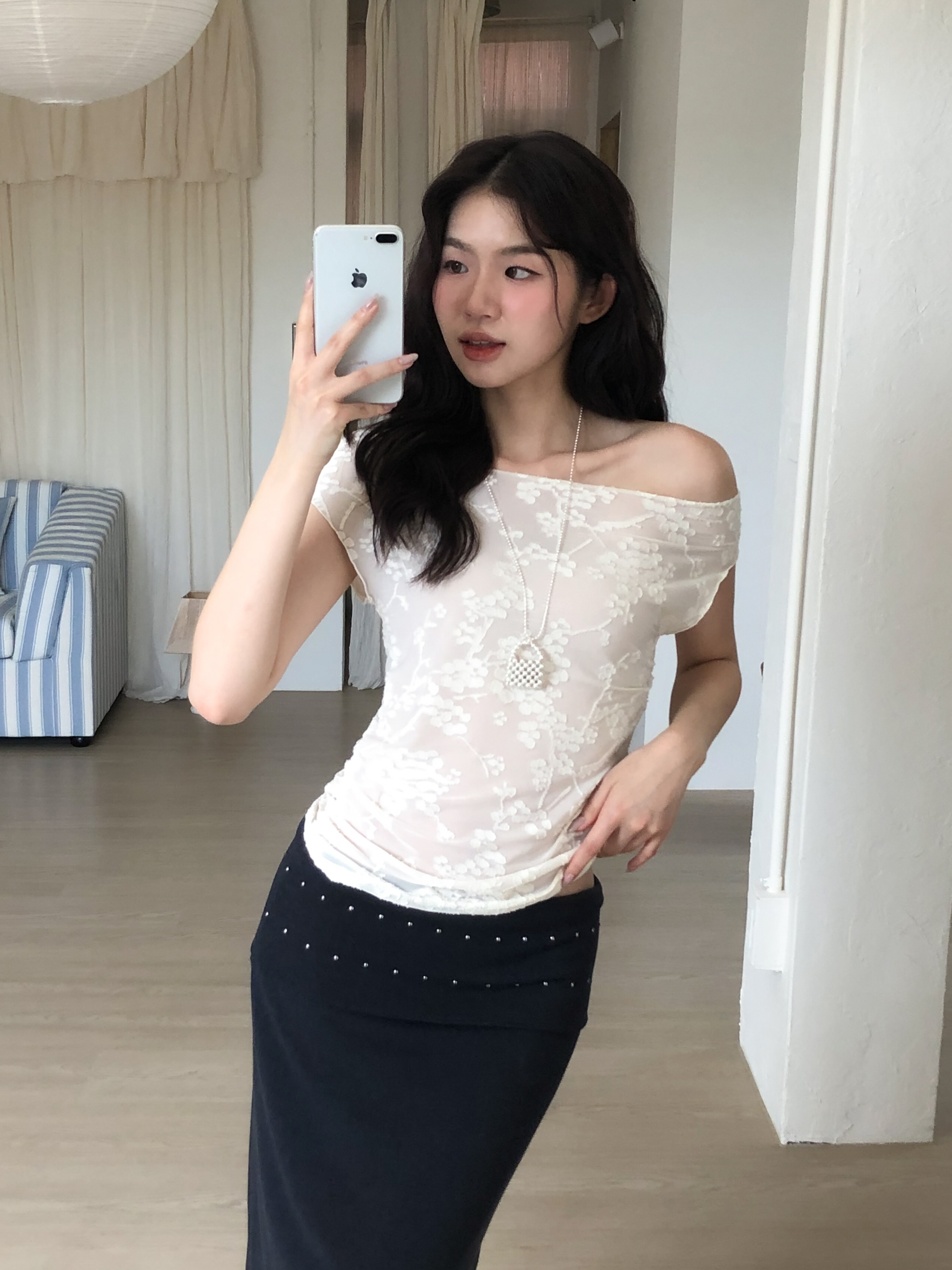 vine shirring tee #上衣