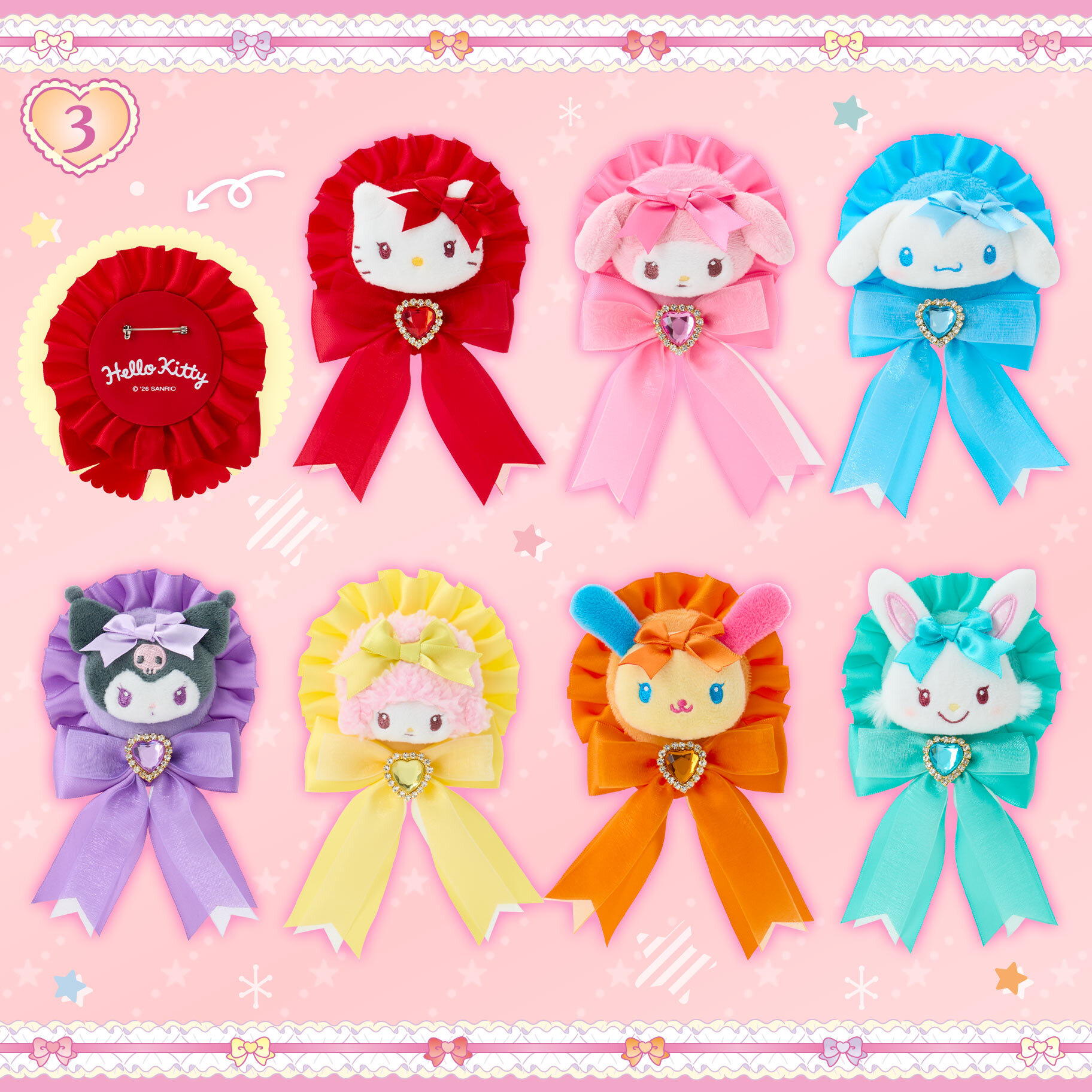 日本 Sanrio 偶像服裝系列 絲帶蝴蝶結款襟針