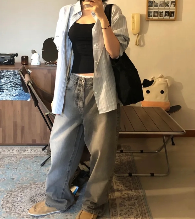 【OWN】TOFFEE 牛仔褲 水洗 刷白 寬褲 新品 韓系 四季 不分男女 刷白藍 刷白黑 T6S-LFDPT45BL T6S-LFDPT45GY