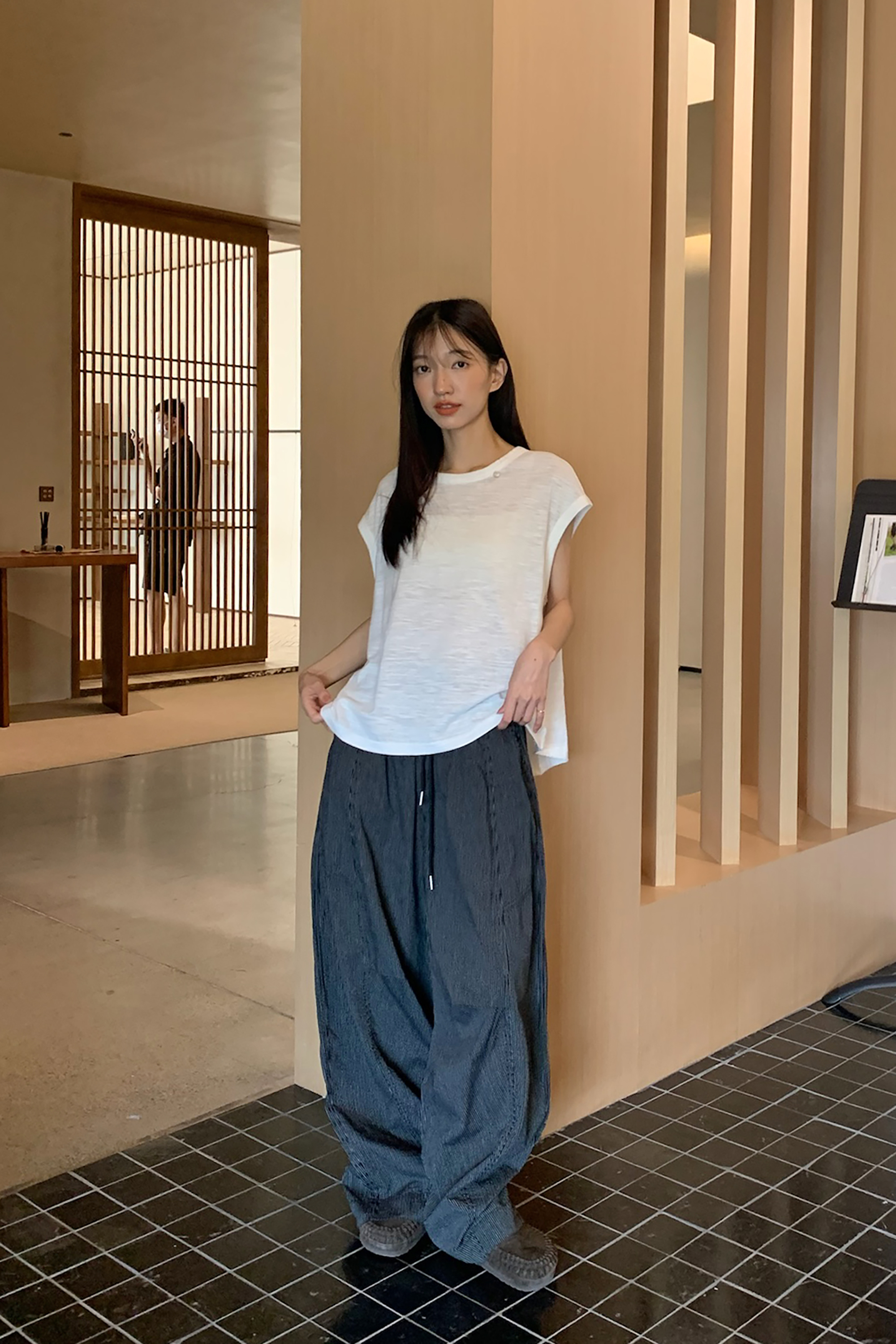 日感輕柔紋理落肩背心 3色