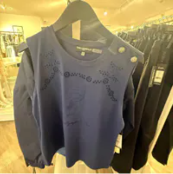 [S] KARL LAGERFELD NVL ACADEMY KARL EYELET KNIT TOP, L6CH7824-G6L (SKL1756)