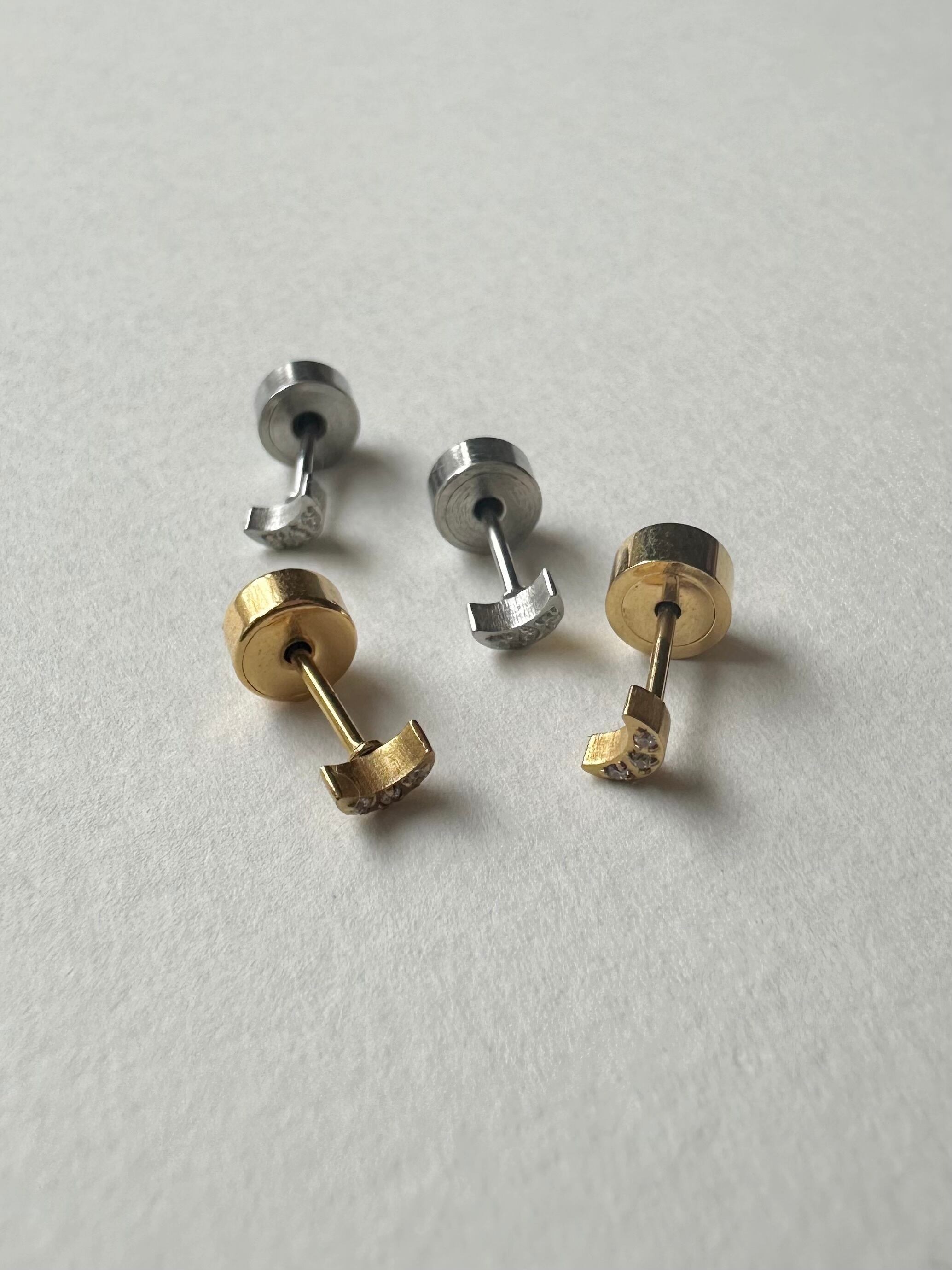 SS zircon tiny moon pierce