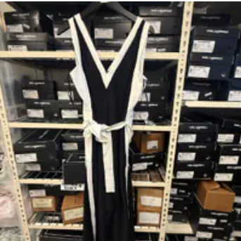 [S] KARL LAGERFELD BLACK/SOFT WHITE CONTRAST TRIM JUMPSUIT, LD6Z0N25-XSF (SKL1757)