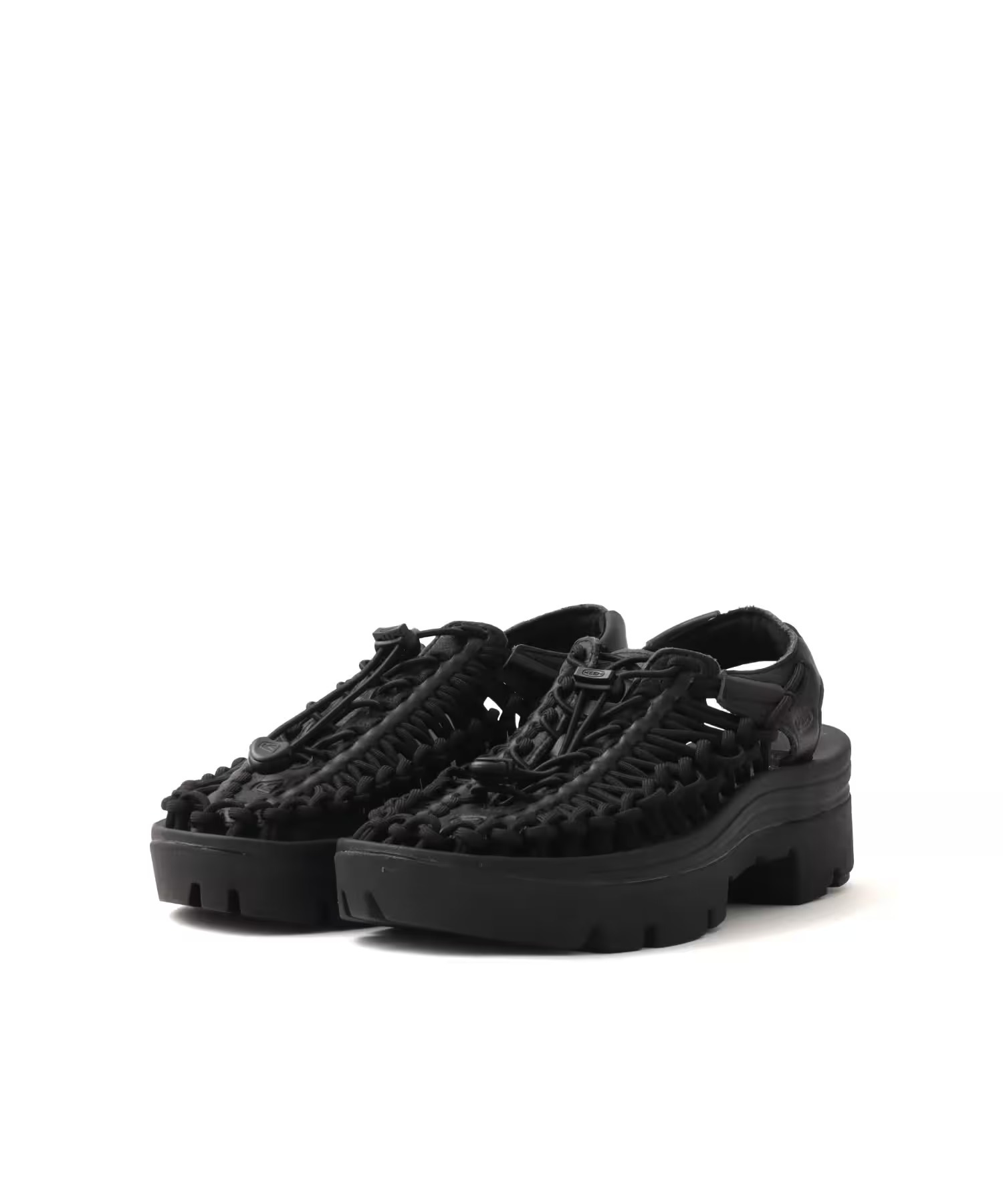 限時折扣預購┃KEEN UNEEK PLT BLACK SMOOTH LEA 黑色 厚底 編織 涼鞋