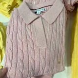 [S] TOMMY HILFIGER PINK HEATHER SHORT-SLEEVE CABLE KNIT SWEATER POLO, XW04798-655 (STH1670)