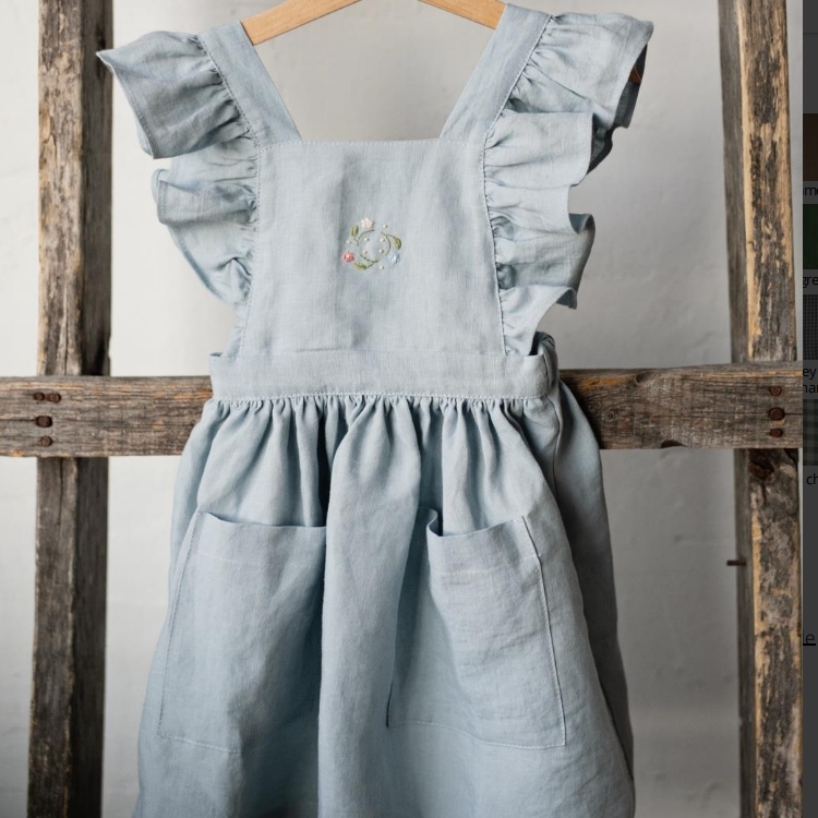 (預購)ALL THE BEAUTIFUL LINEN 荷葉邊吊帶裙 CROSS BACK PINAFORE WITH WINGS