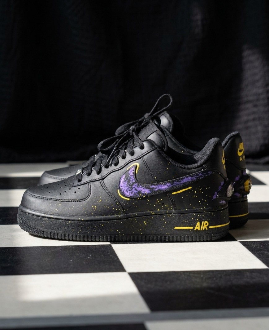 【訂製鞋款】Nike Air Force 1 紫霄燃曜 黑武士 惡魔契約 復古 休閒鞋 FZ0627010（Team454-紫霄燃曜-BOX）