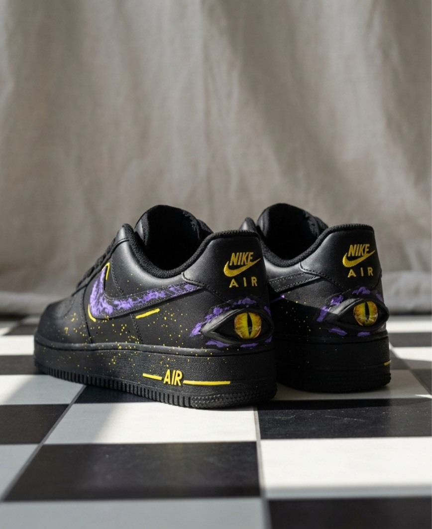 【訂製鞋款】Nike Air Force 1 紫霄燃曜 黑武士 惡魔契約 復古 休閒鞋 FZ0627010（Team454-紫霄燃曜-BOX）