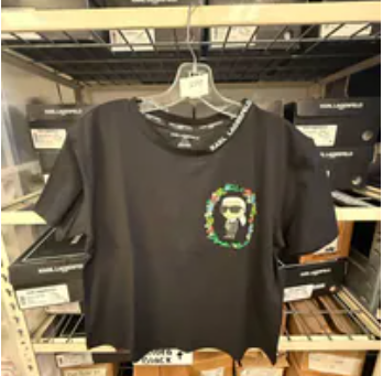 [S] KARL LAGERFELD BLACK FLORAL FRAME KARL TEE, L6WHA023-BLK (SKL1759)