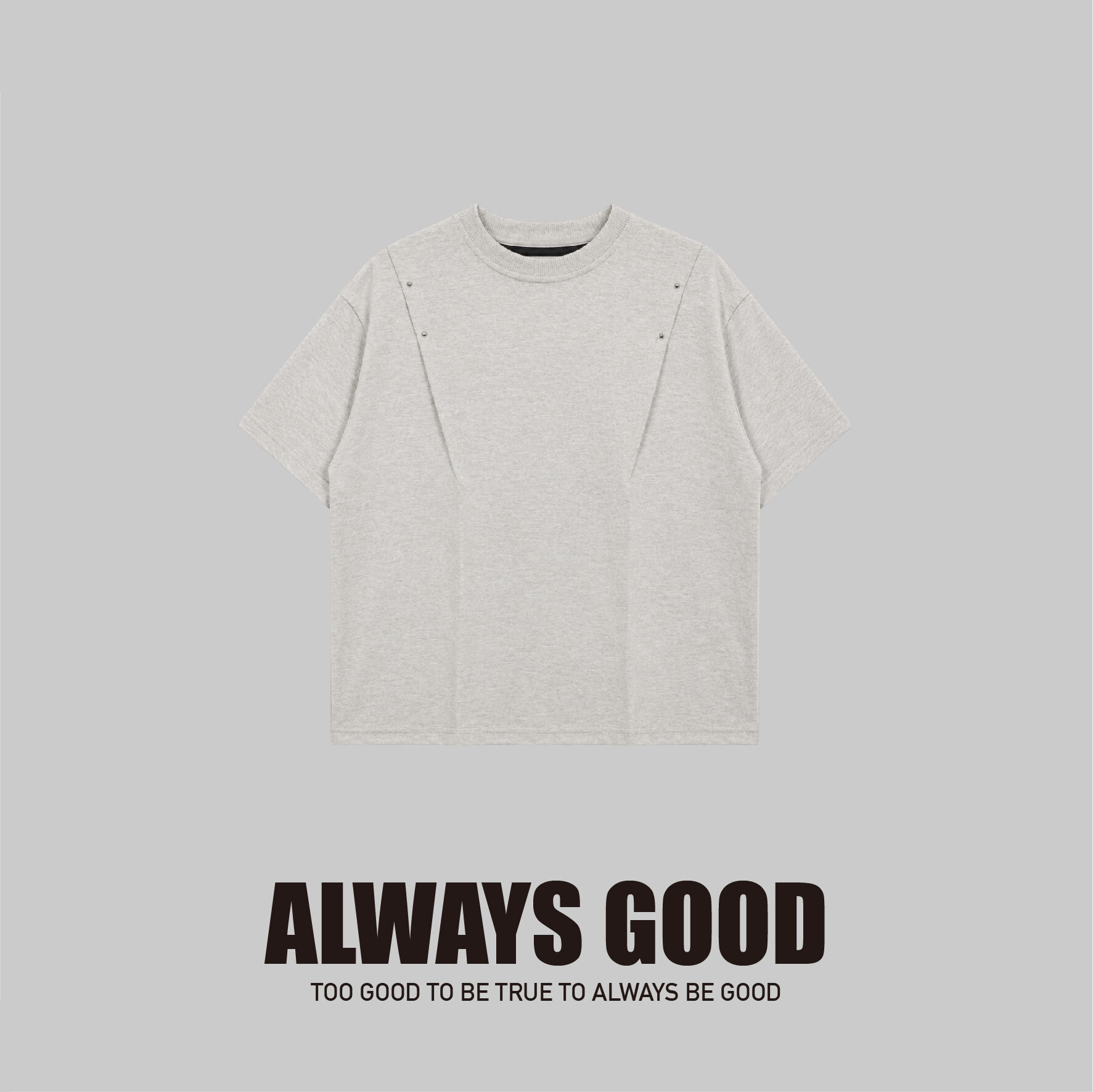 『Always_Good』皺摺 拼接 鉚釘 解構 短TEE