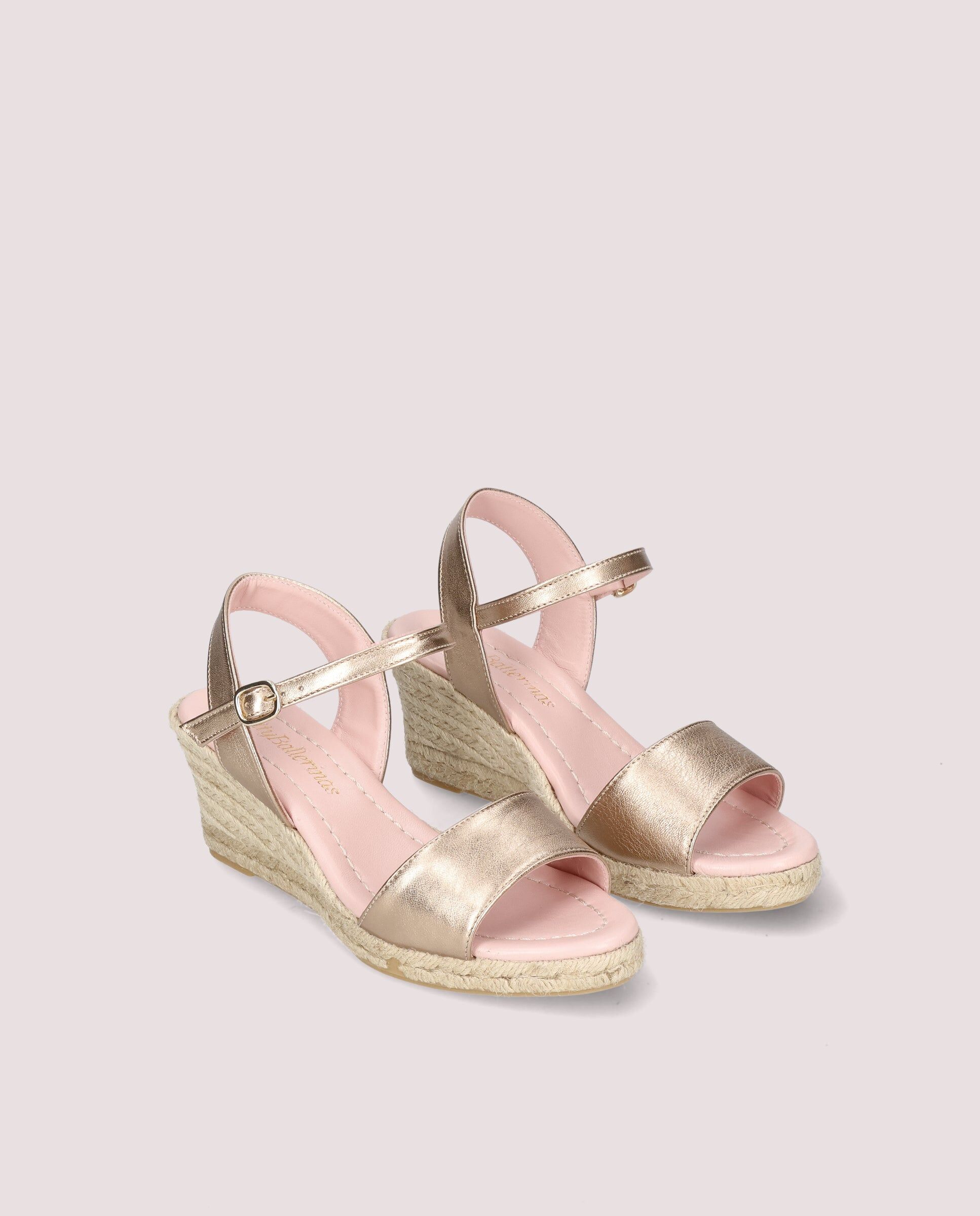 1PB0611-009 [PRETTY BALLERINAS] Deborah Espadrille In Nude Metallic Leather #46326_AG (EU)