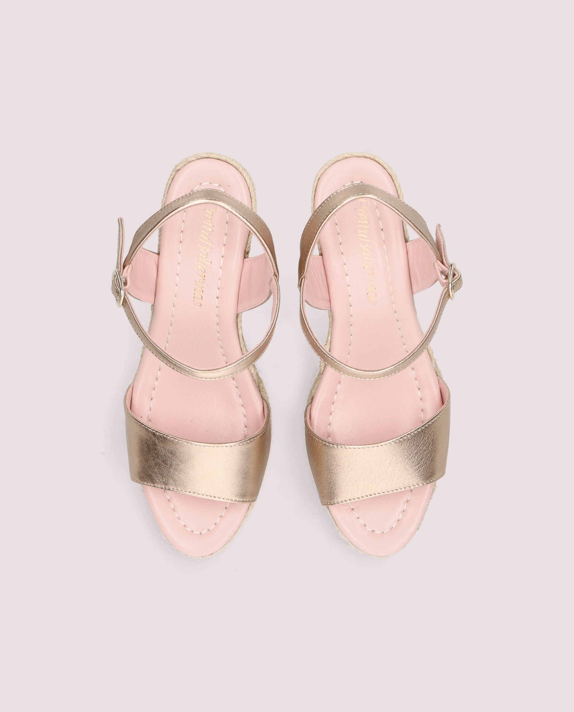 1PB0611-009 [PRETTY BALLERINAS] Deborah Espadrille In Nude Metallic Leather #46326_AG (EU)