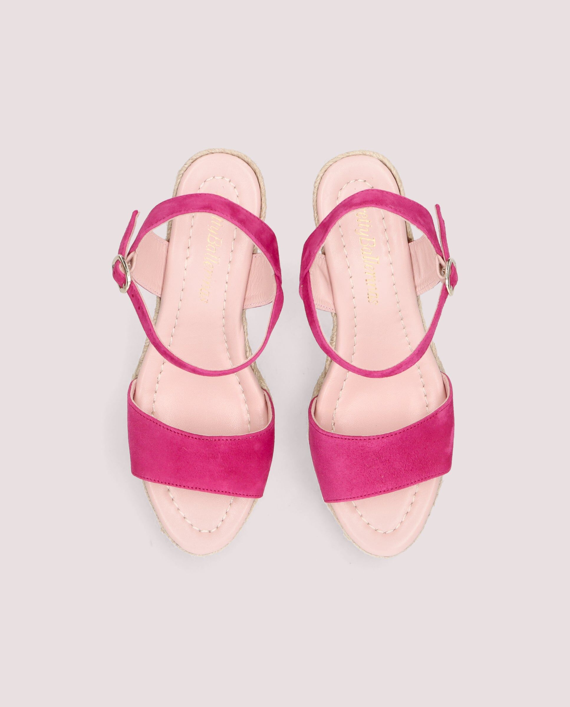 1PB0611-010 [PRETTY BALLERINAS] Deborah Espadrille In Hot Pink Suede #46326_BJ (EU)