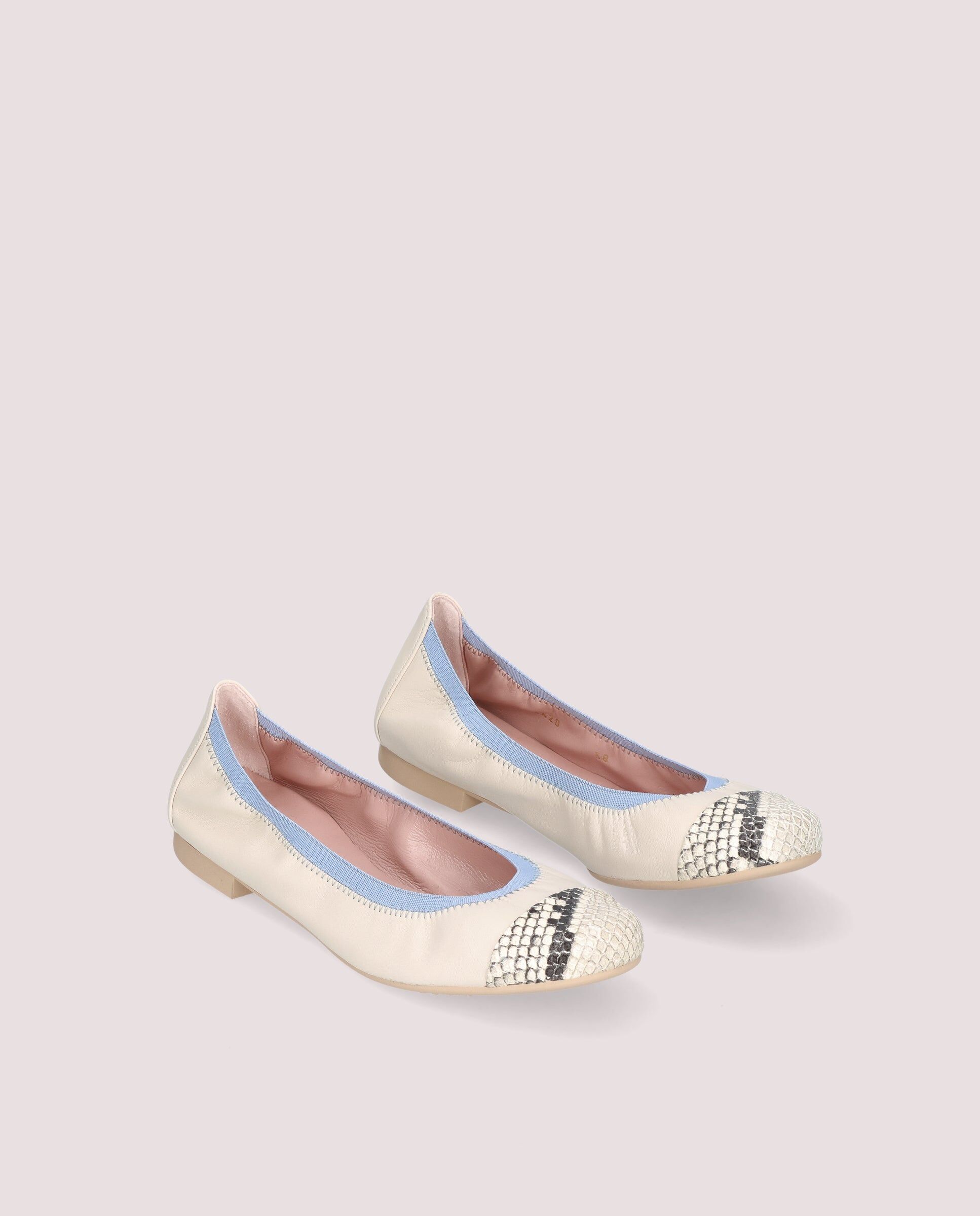 1PB0611-014 [PRETTY BALLERINAS] Shirley Ballerina In Soft Ivory Leather #48780_052 (EU)