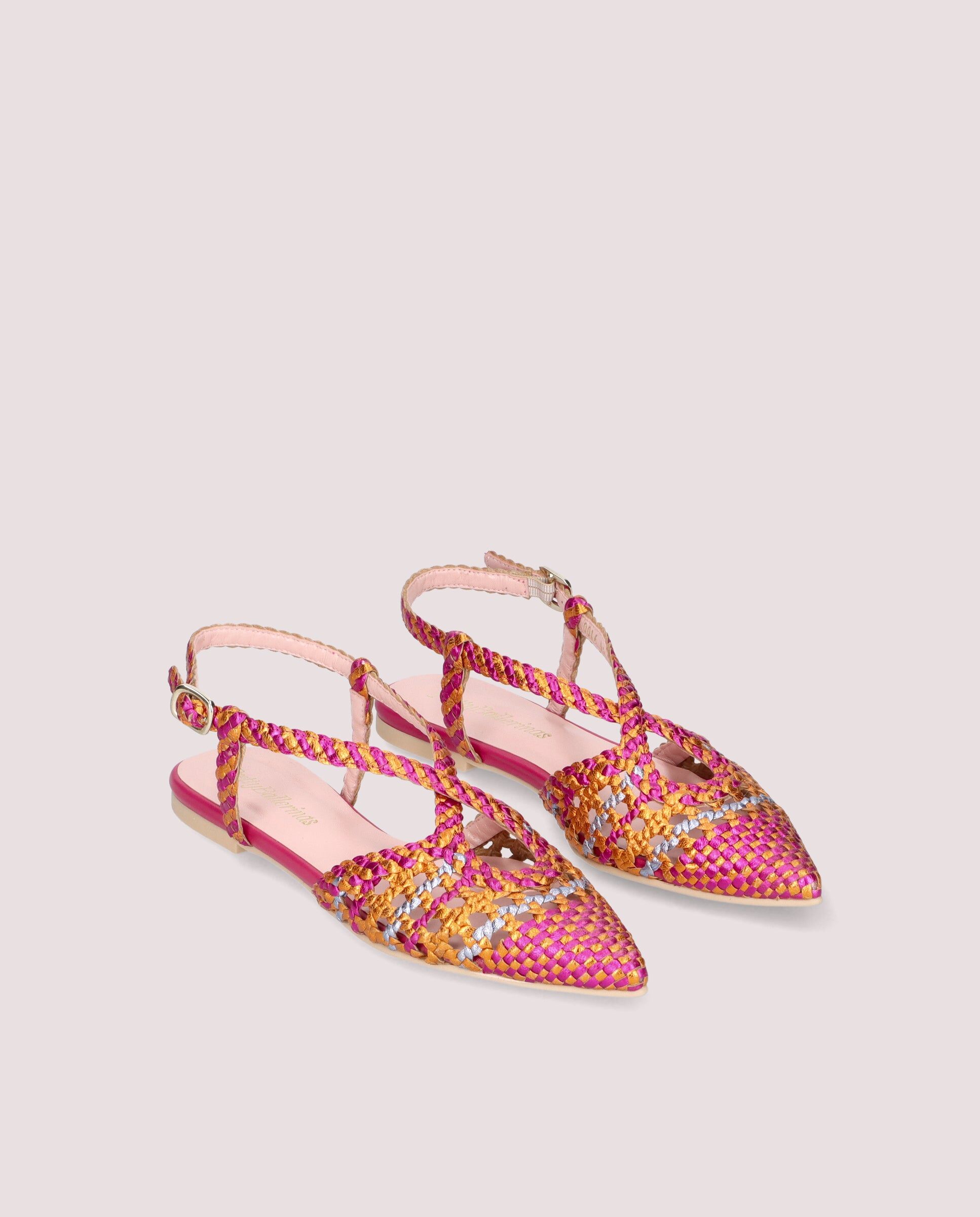 1PB0611-057 [PRETTY BALLERINAS] Ella Ballerina In Multicoloured Woven Leather #52994_002 (EU)