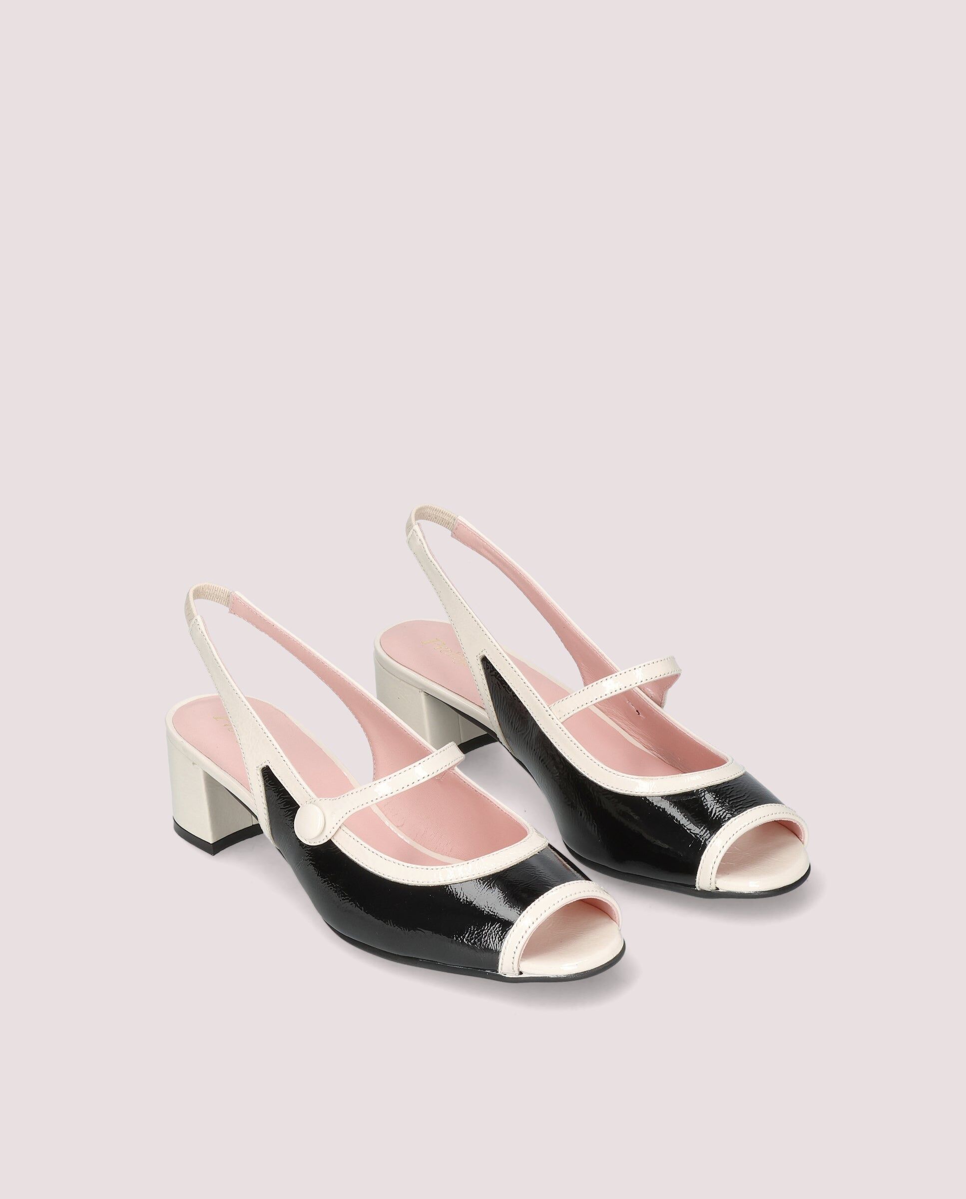 1PB0611-066 [PRETTY BALLERINAS] Jenna Peep-Toe In Ivory Patent Leather #53047_002 (EU)