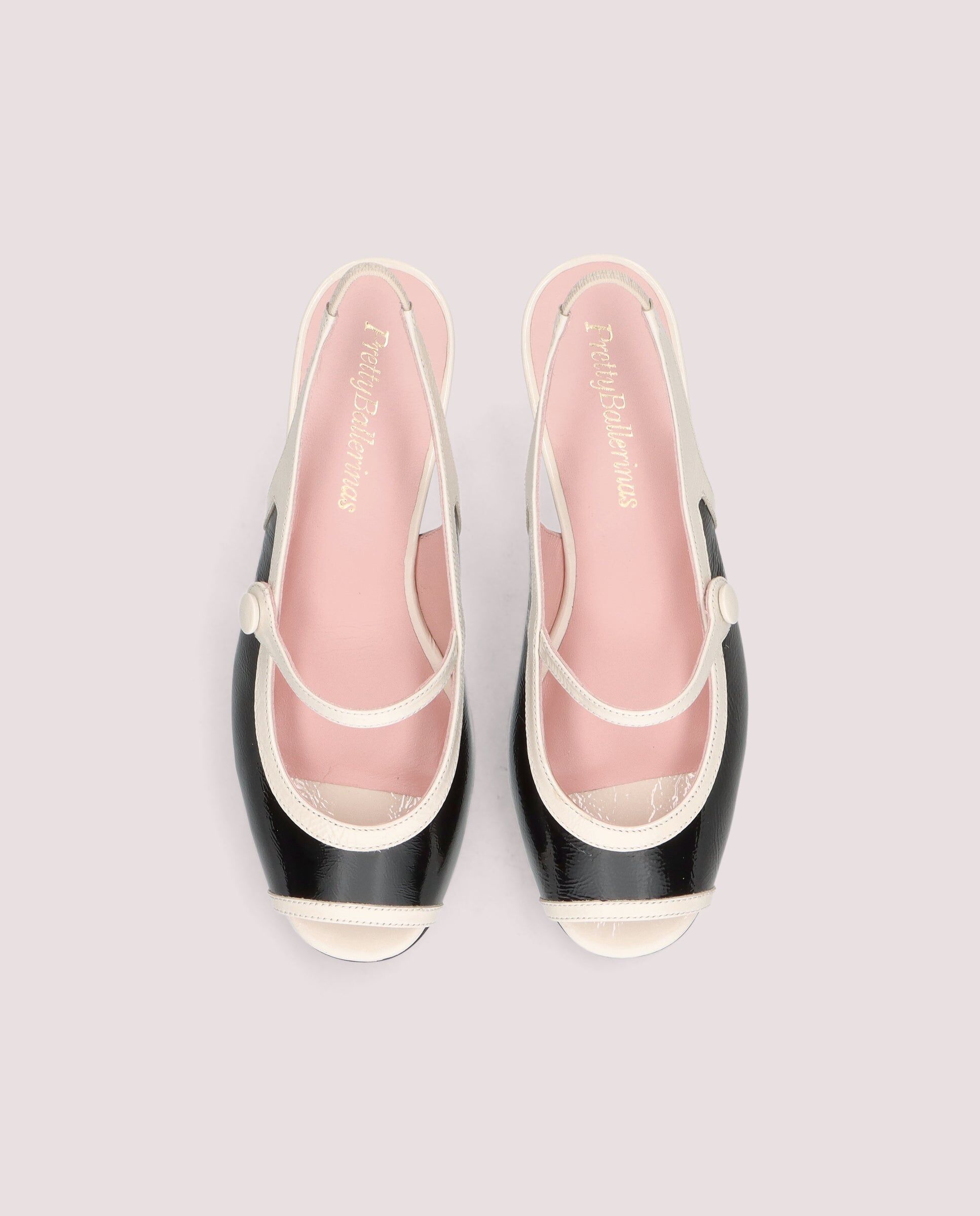 1PB0611-066 [PRETTY BALLERINAS] Jenna Peep-Toe In Ivory Patent Leather #53047_002 (EU)