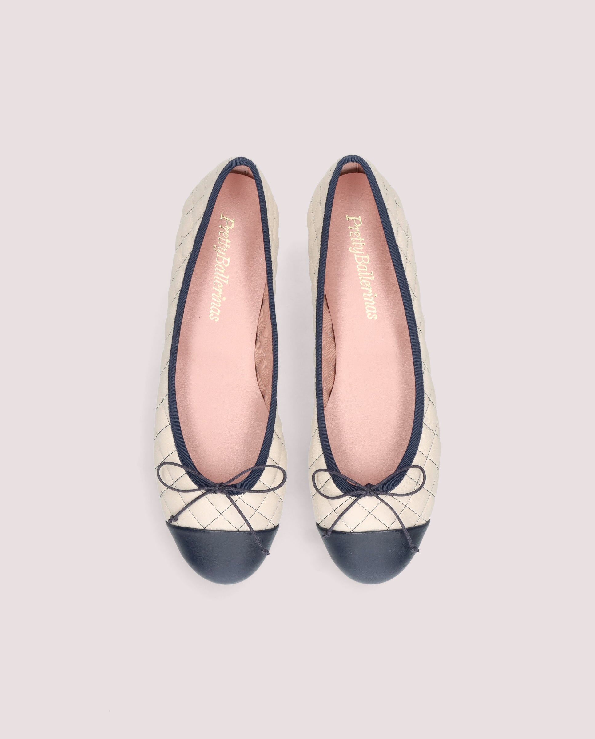 1PB0611-073 [PRETTY BALLERINAS] Nicole Ballerina In Ivory Quilted Leather #53059_006 (EU)