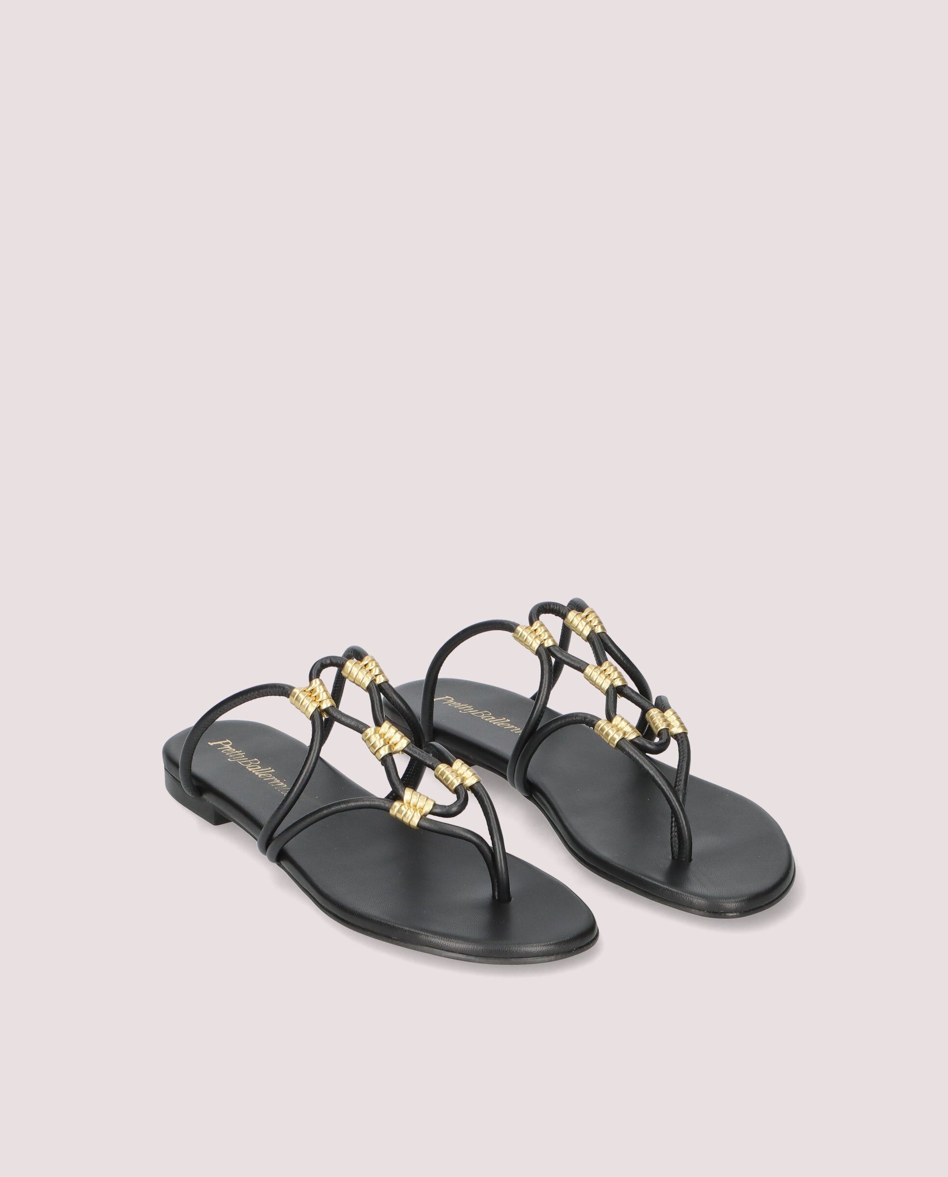 1PB0611-082 [PRETTY BALLERINAS] Judy Sandal In Black Leather #53198_001 (EU)