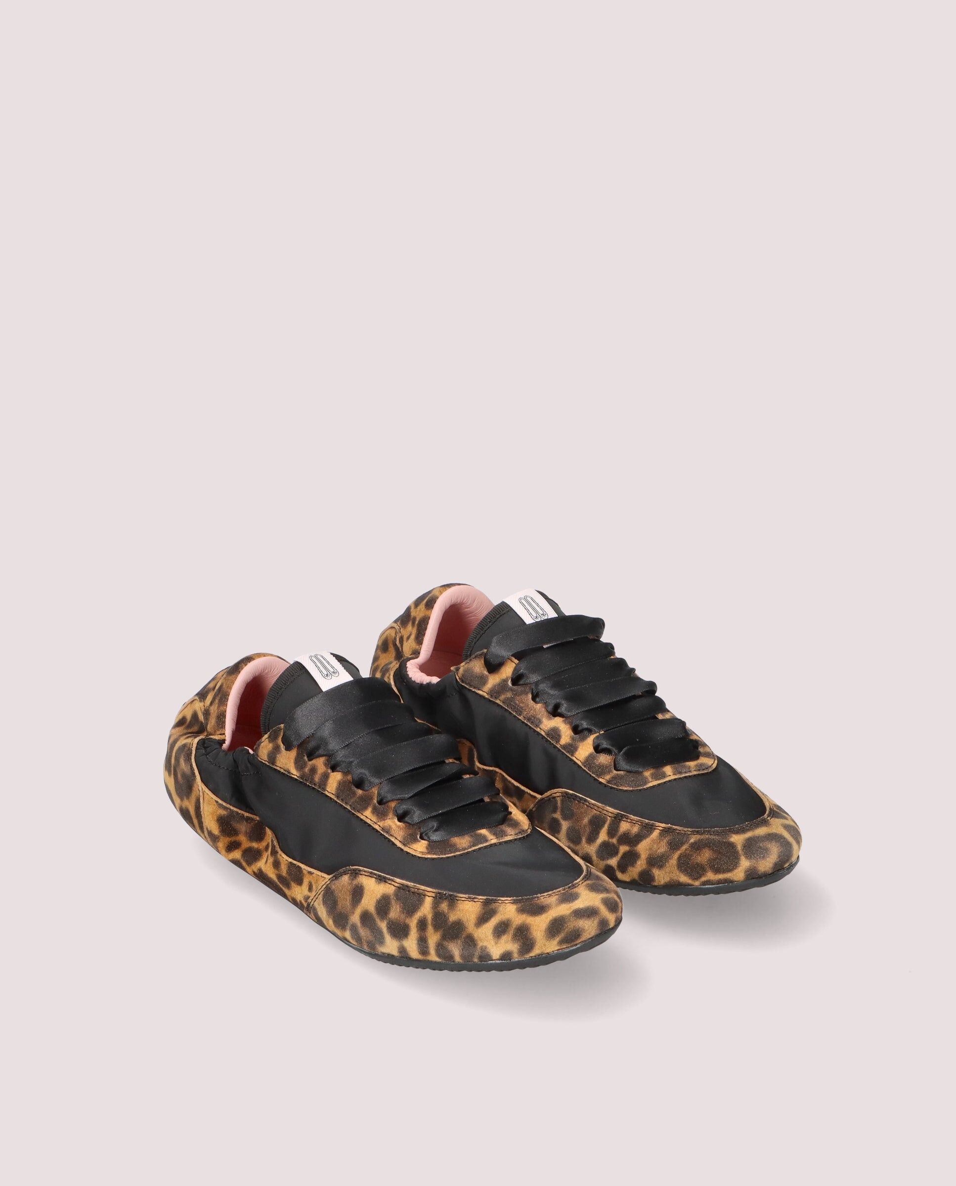 1PB0611-090 [PRETTY BALLERINAS] Blue Sneaker In Leopard Printed Suede And Black Nylon #53235_001 (EU)