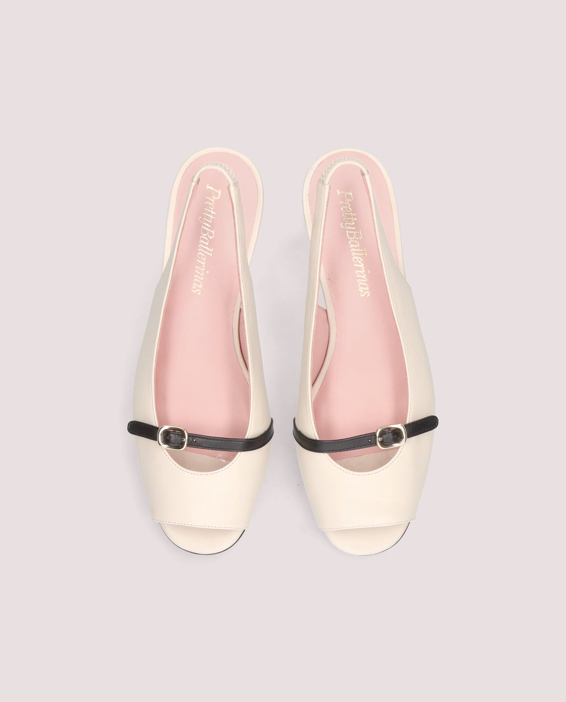 1PB0611-087 [PRETTY BALLERINAS] Jenna Pump In Ivory And Black Leather #53206_002 (EU)