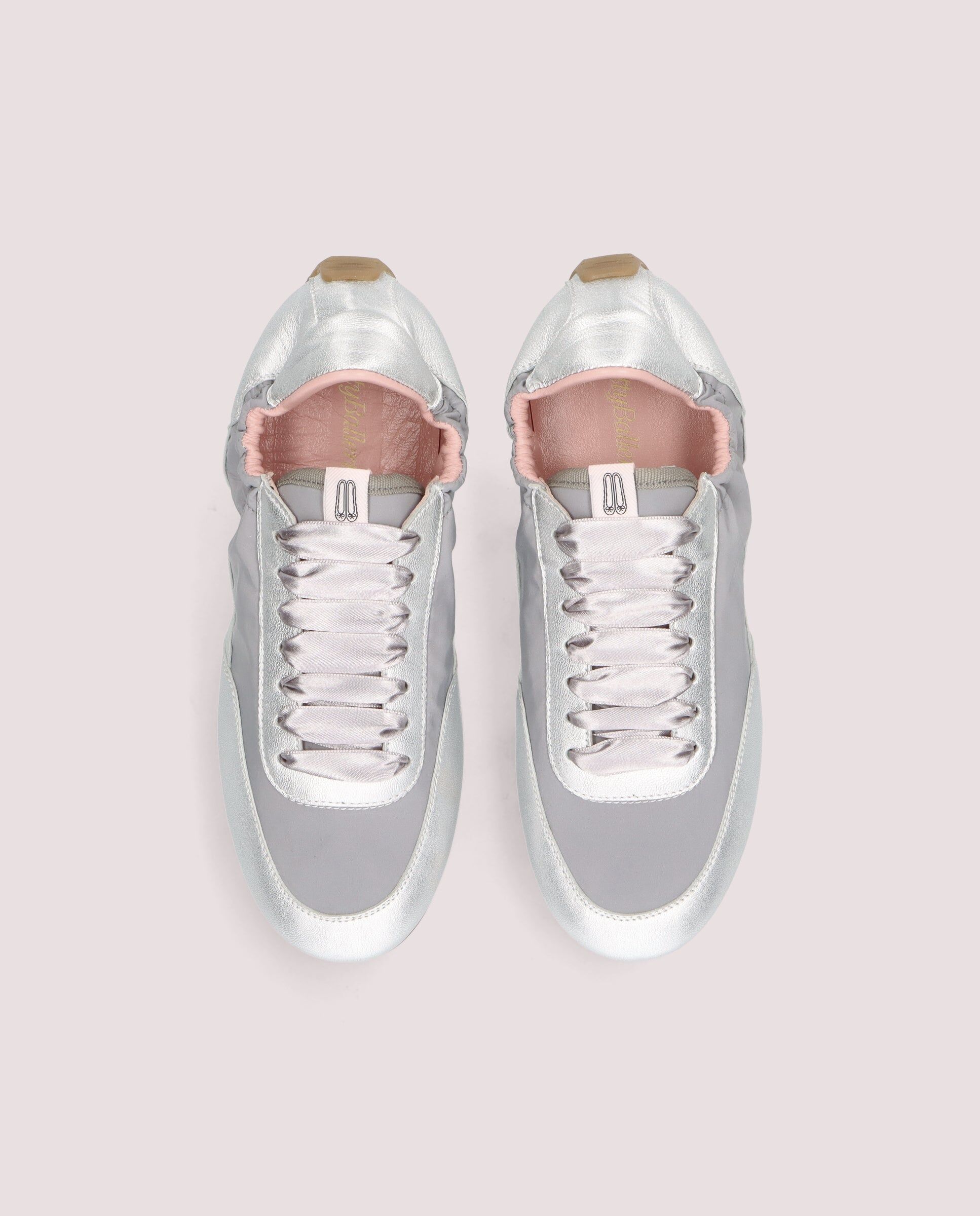 1PB0611-091 [PRETTY BALLERINAS] Blue Sneaker In Soft Silver Leather And Nylon #53235_002 (EU)