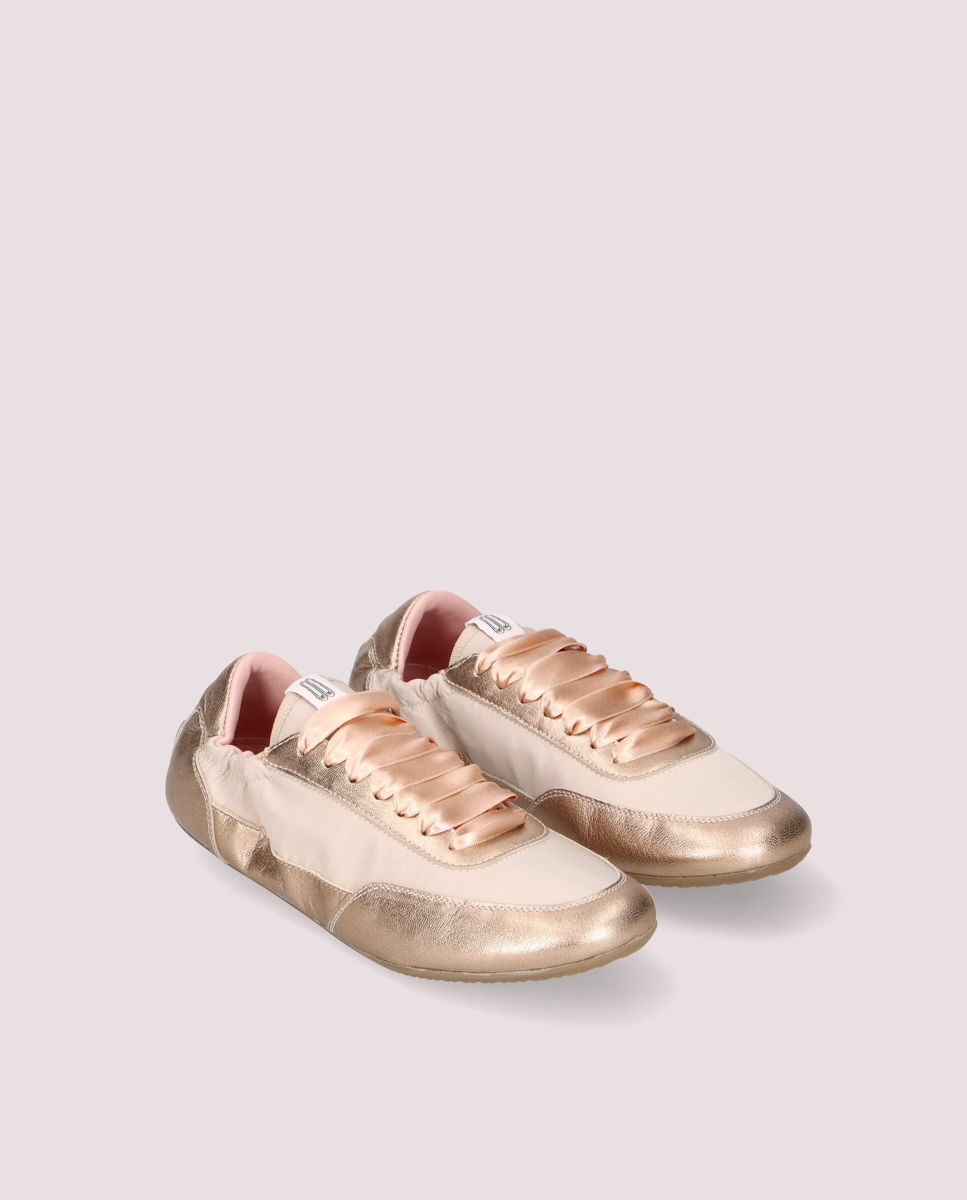 1PB0611-092 [PRETTY BALLERINAS] Blue Sneaker In Soft Nude Leather And Nylon #53235_004 (EU)