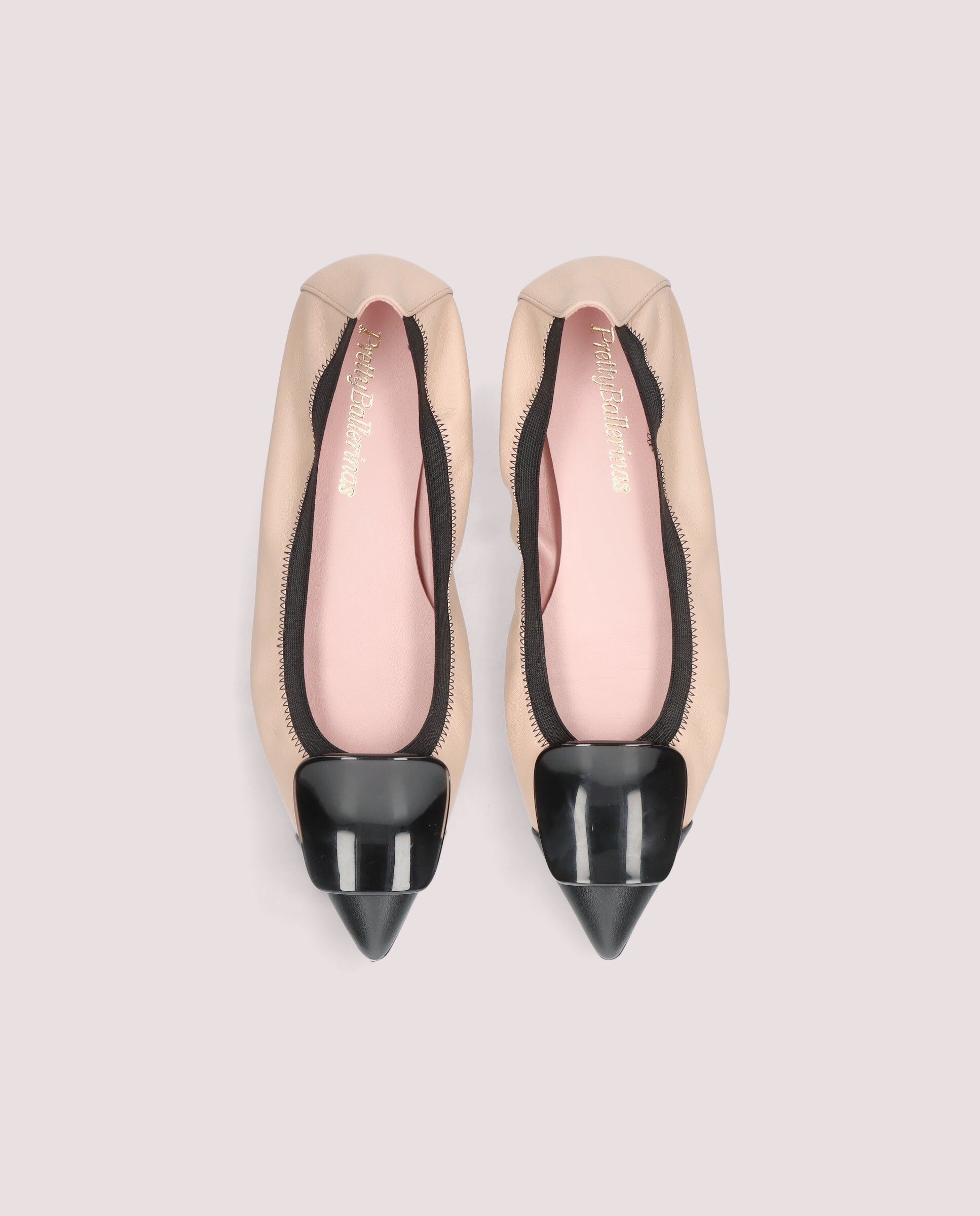 1PB0611-094 [PRETTY BALLERINAS] Paris Ballerina In Soft Nude And Black Leather #53243_001 (EU)