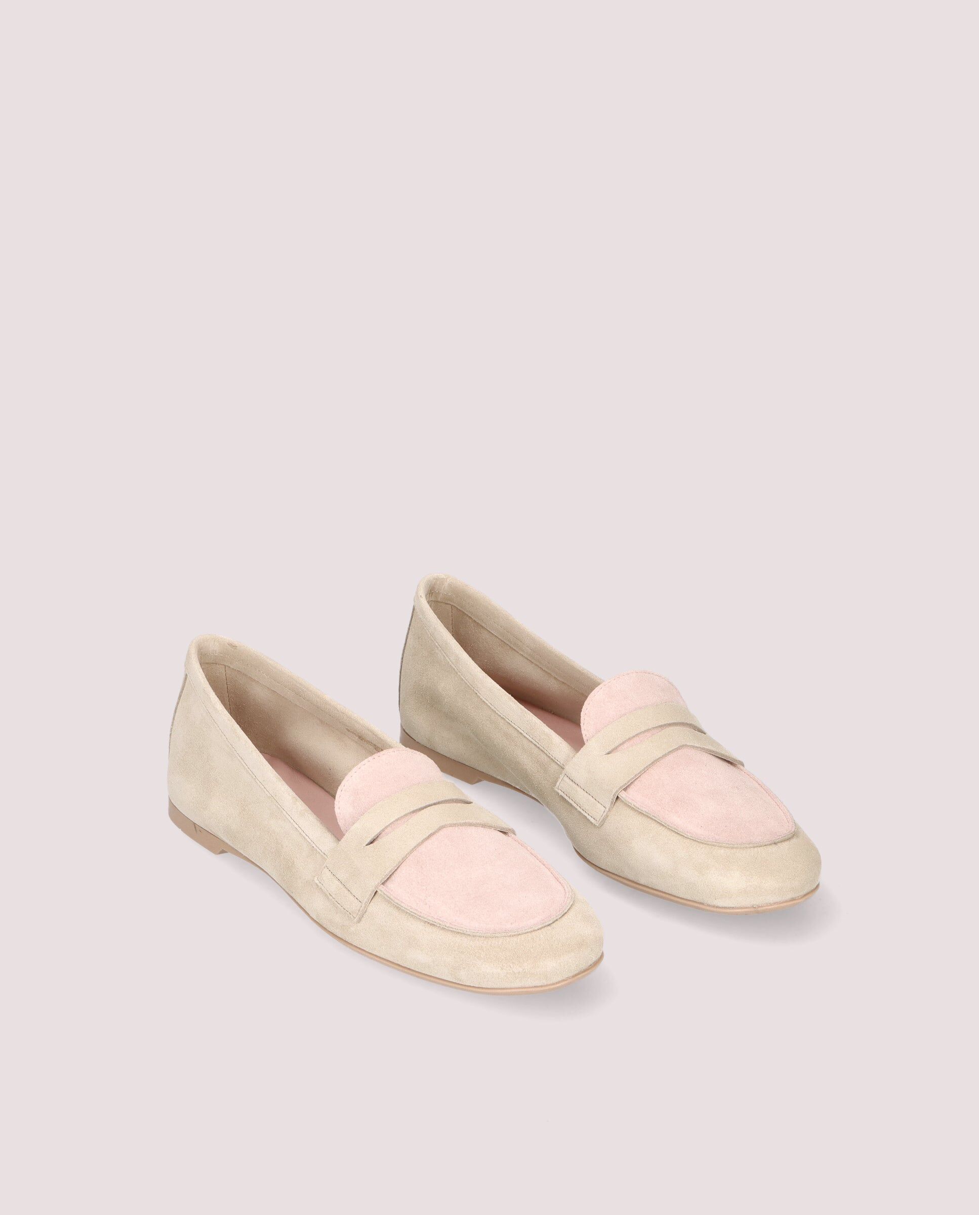 1PB0611-107 [PRETTY BALLERINAS] Faye Loafer In Beige And Make Up Pink Suede #53272_002 (EU)