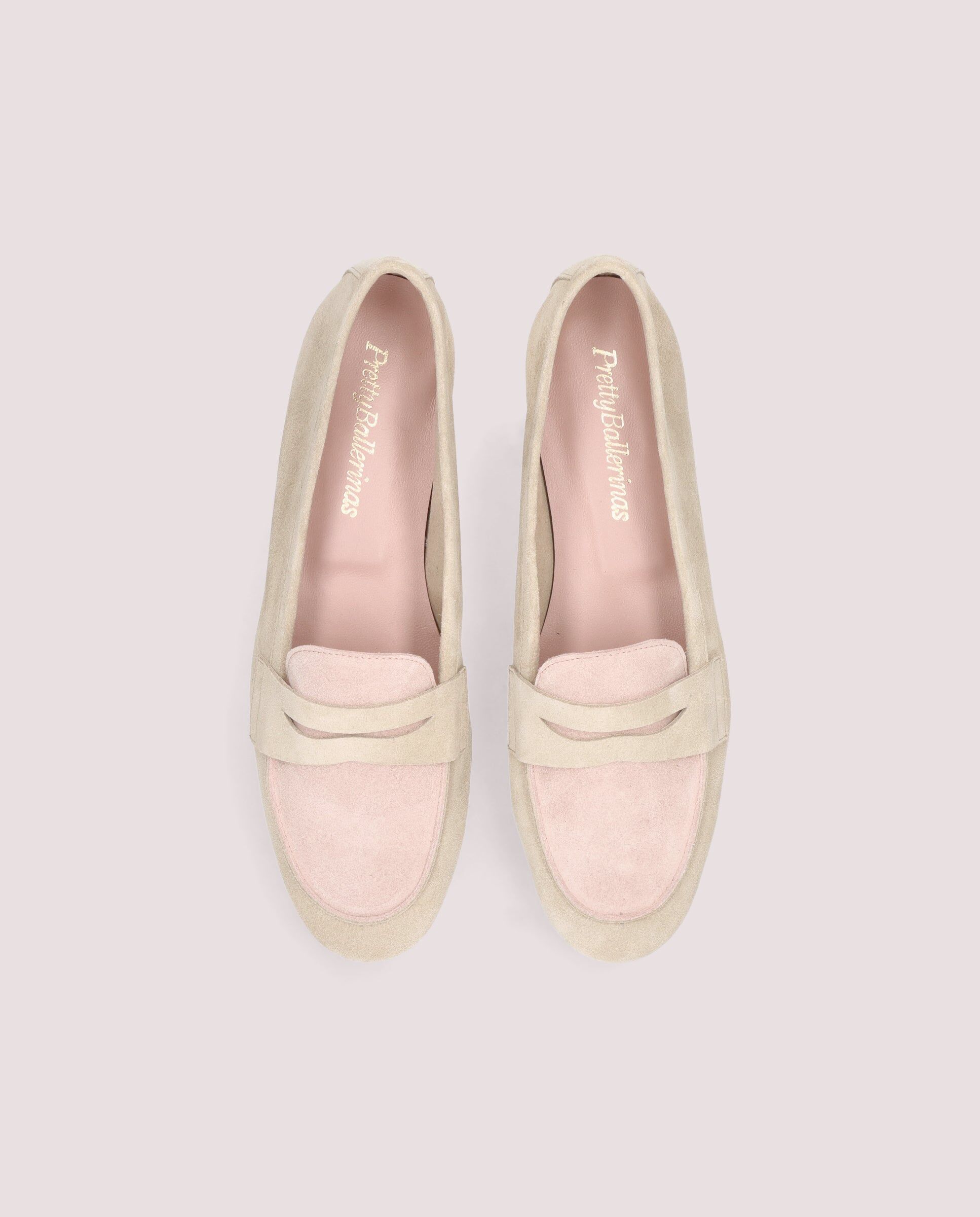 1PB0611-107 [PRETTY BALLERINAS] Faye Loafer In Beige And Make Up Pink Suede #53272_002 (EU)