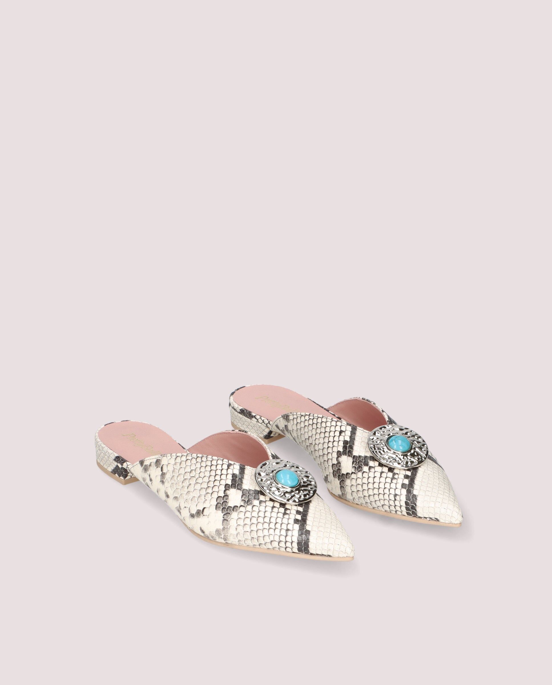 1PB0611-119 [PRETTY BALLERINAS] Clementine Mule In Snake Printed Leather #53424_001 (EU)