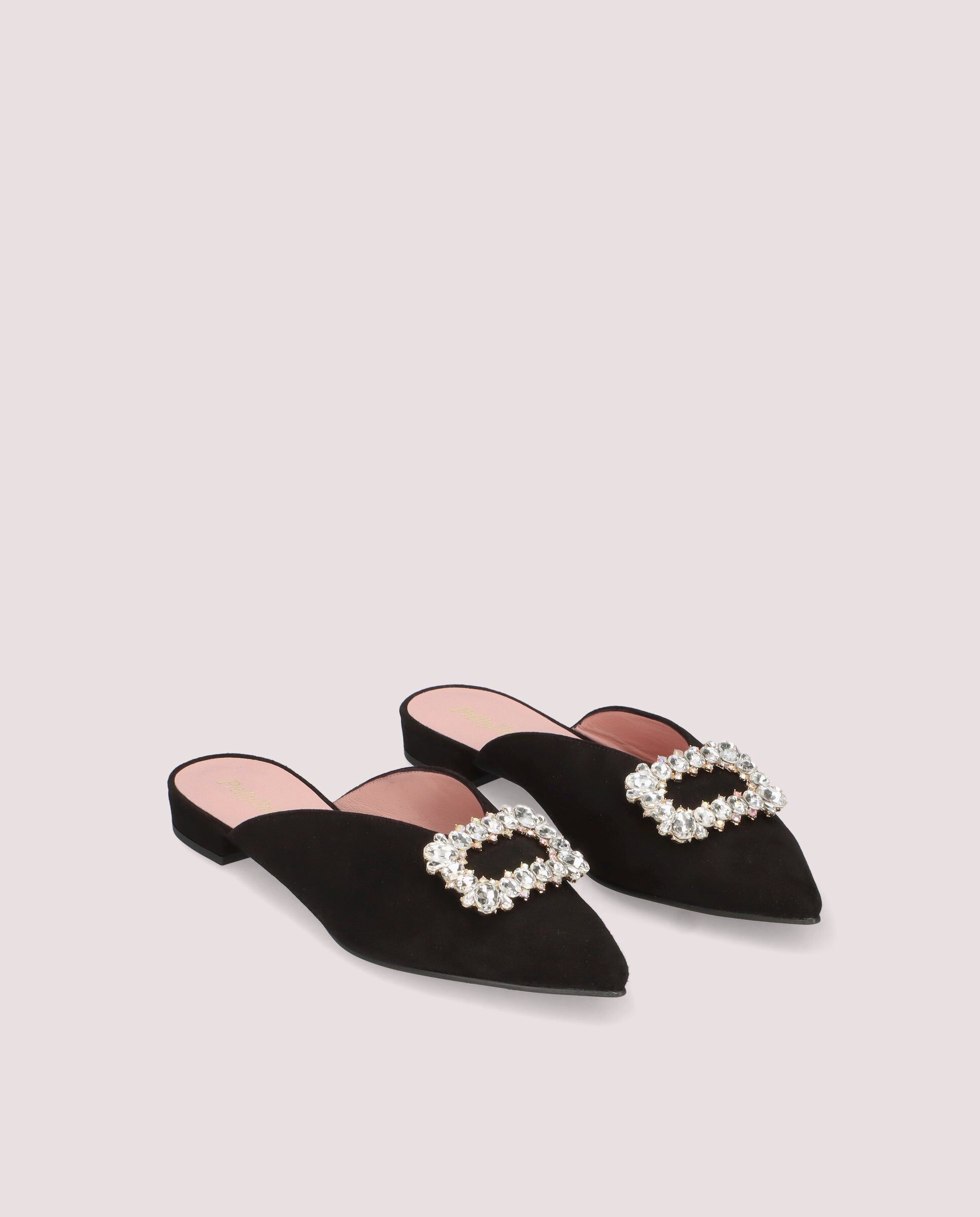 1PB0611-117 [PRETTY BALLERINAS] Clementine Mule In Soft Black Suede #53421_001 (EU)