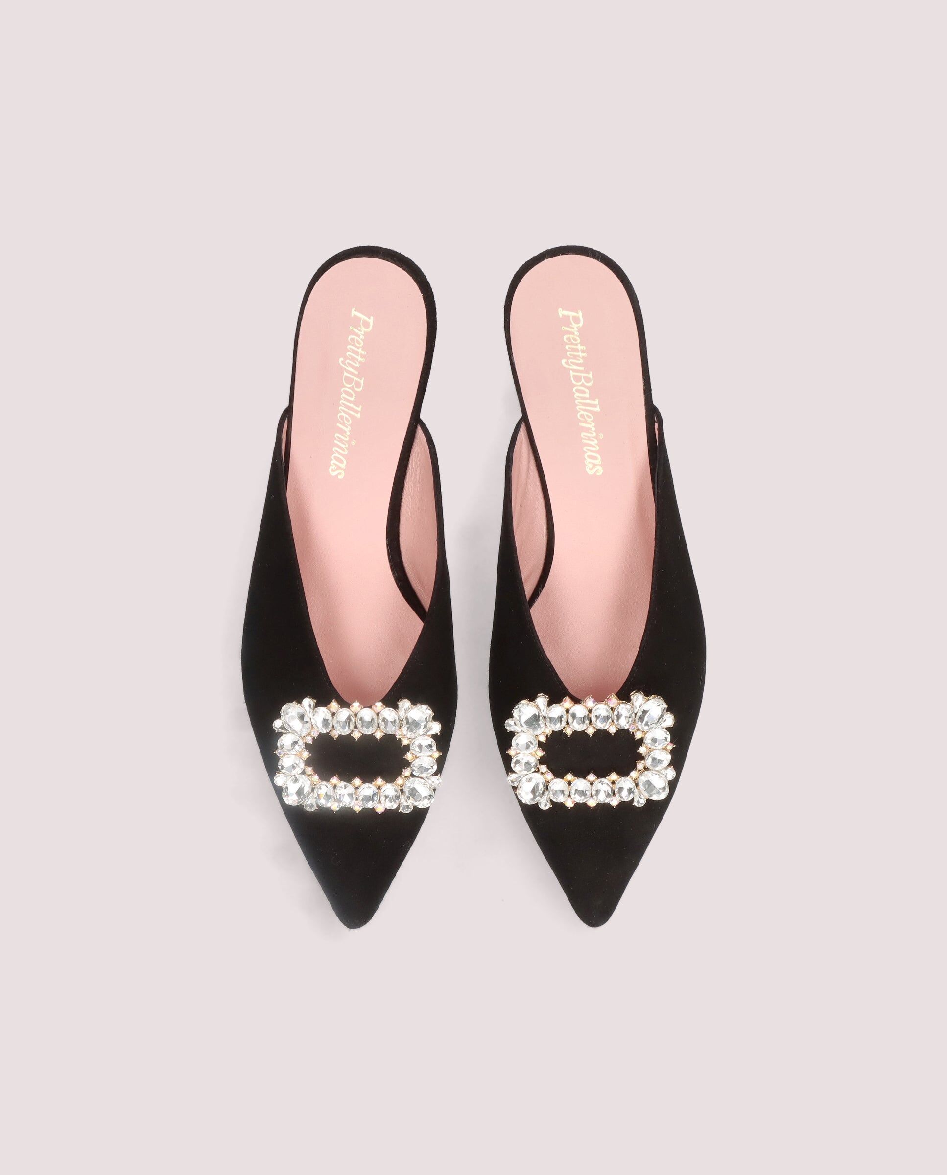 1PB0611-117 [PRETTY BALLERINAS] Clementine Mule In Soft Black Suede #53421_001 (EU)